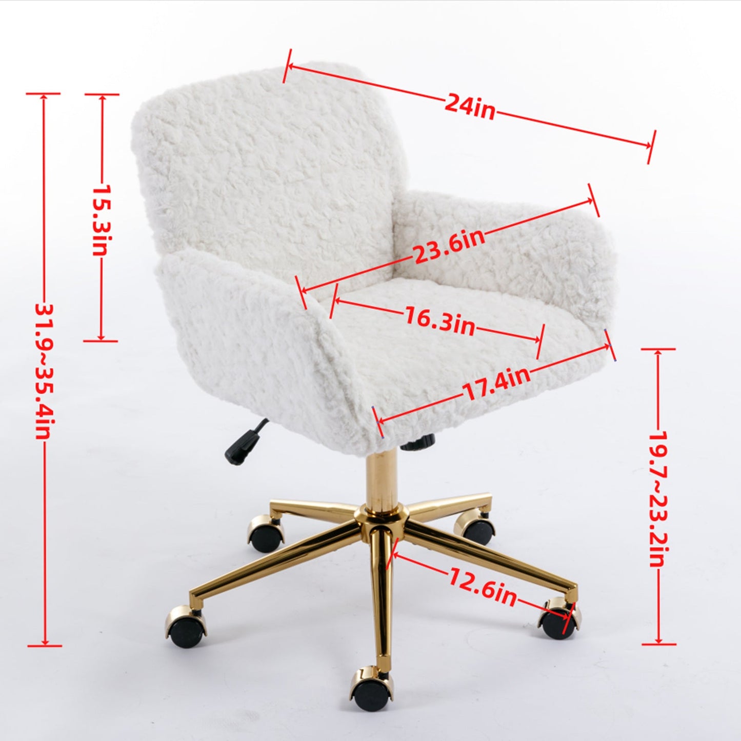 A&A Furniture Office Chair - Adjustable Vanity Chair in Orange