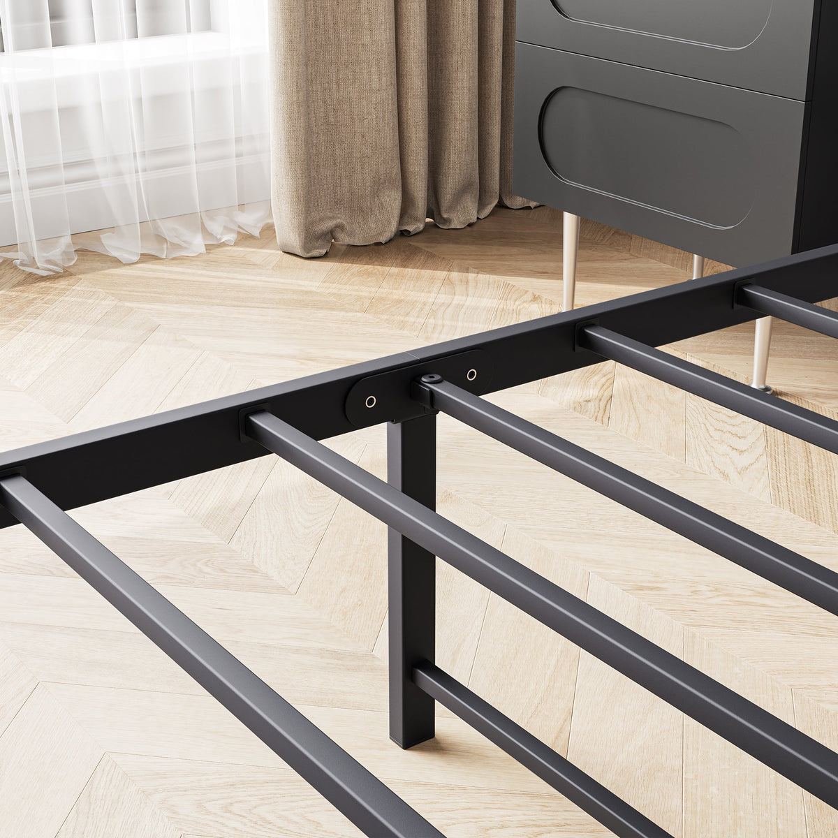 Queen Size Bed Frame with Storage Headboard