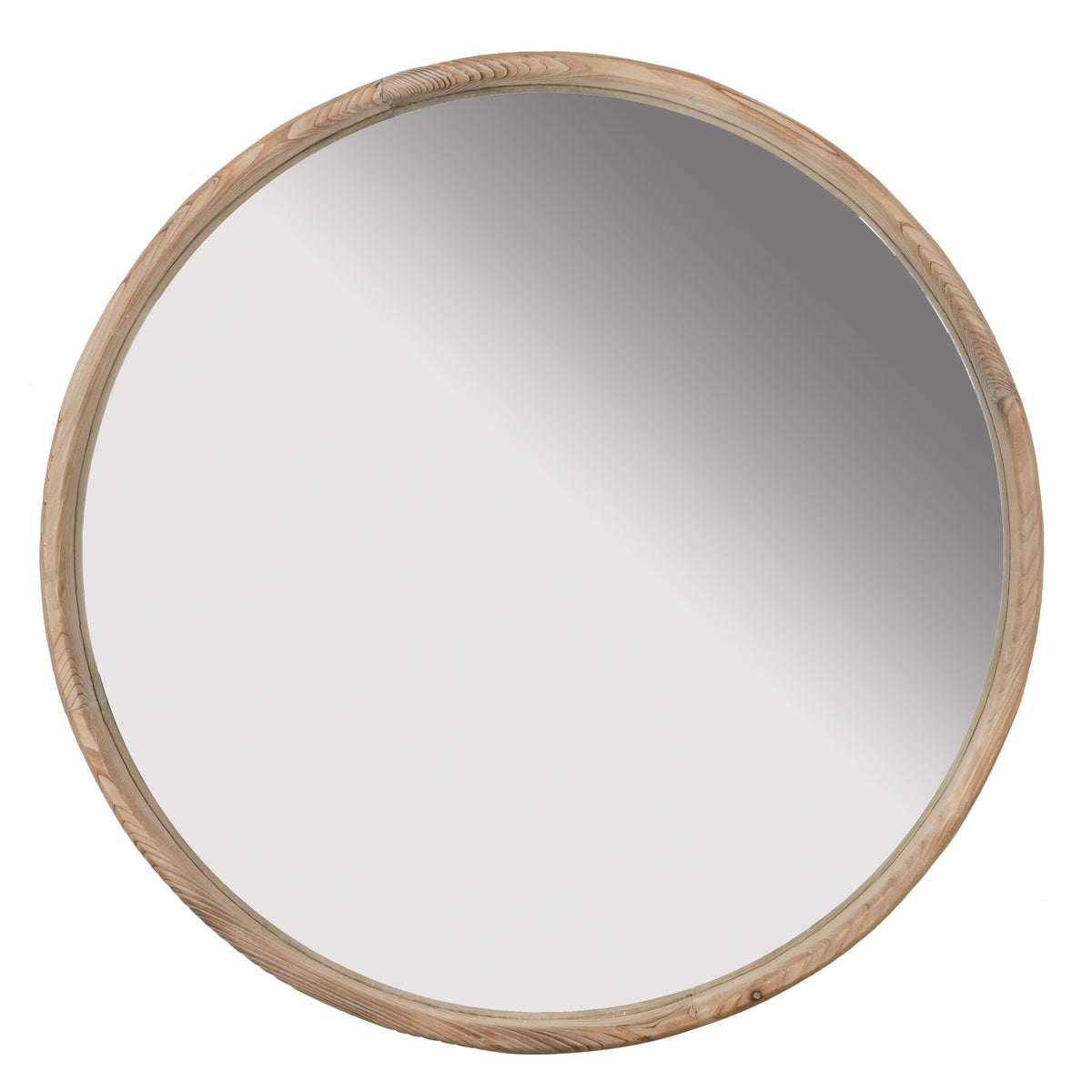 27.5" Round Wood Mirror