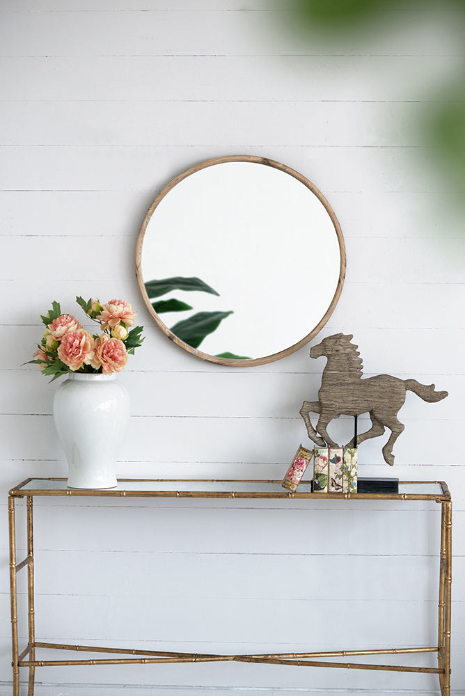 27.5" Round Wood Mirror