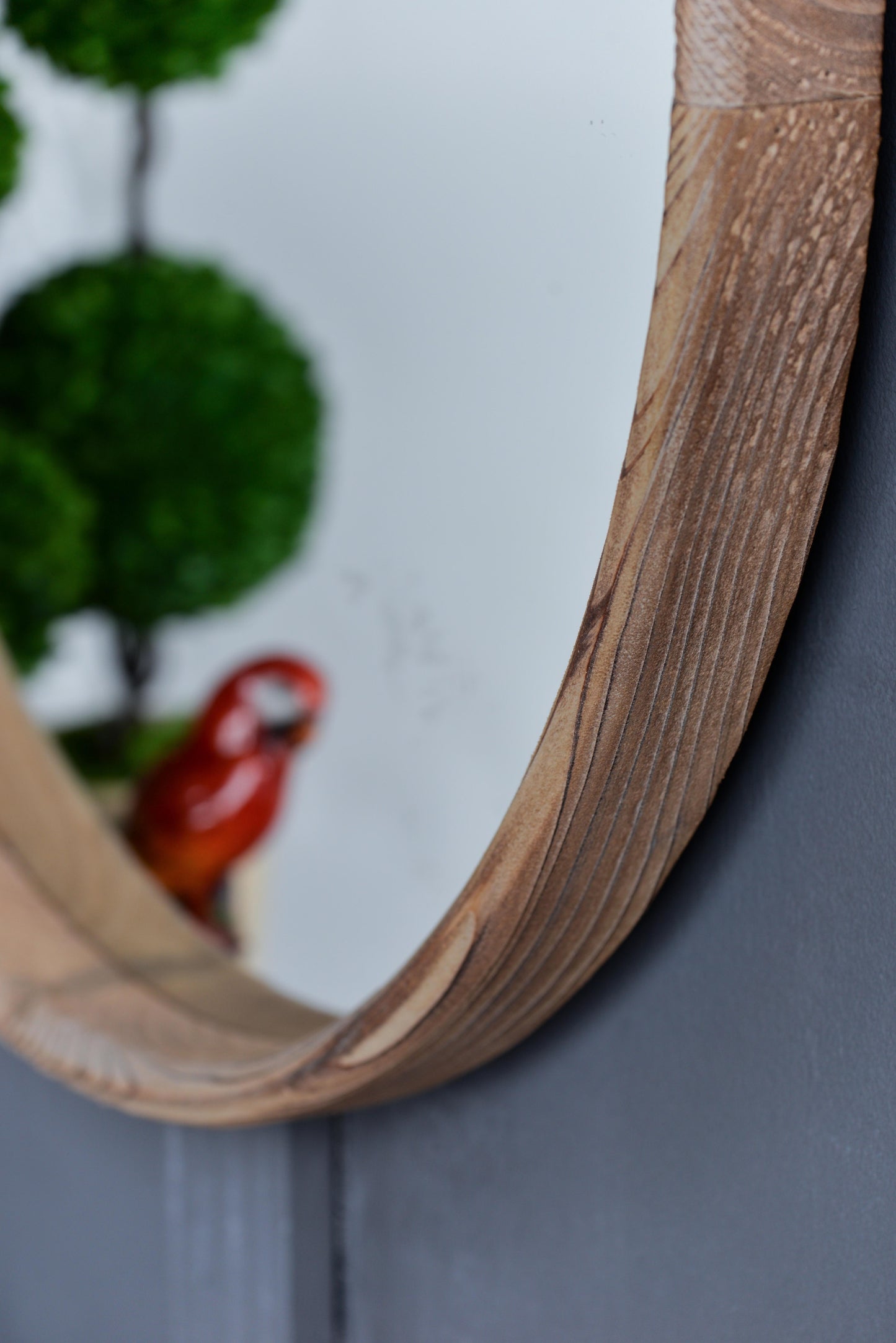 27.5" Round Wood Mirror
