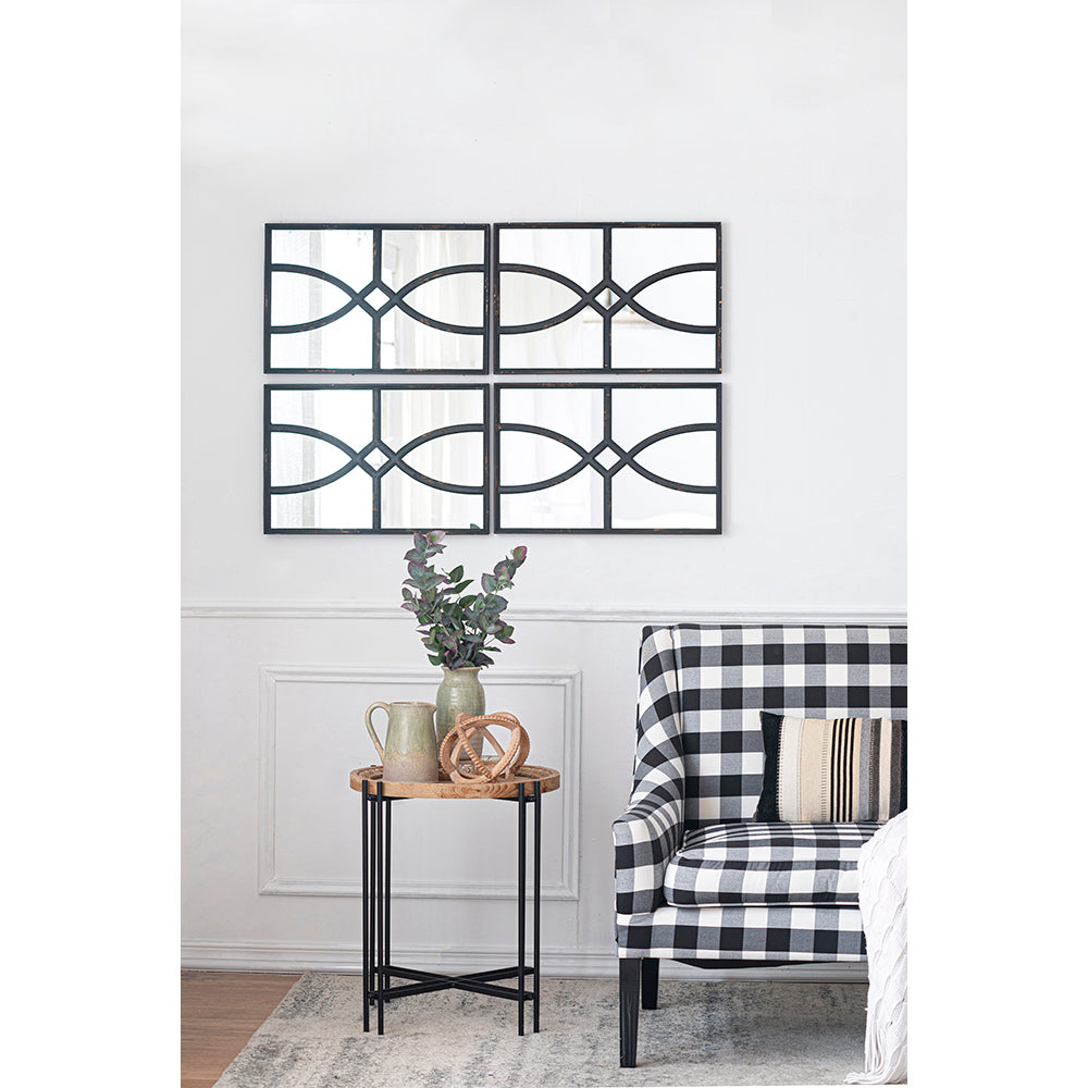 16" x 23" Rectangular Wooden Wall Mirror with Antique Finish