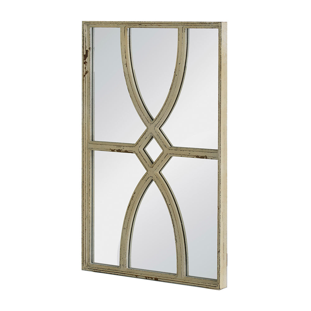 Distressed Rectangular Wooden Wall Mirrors - Set of Two