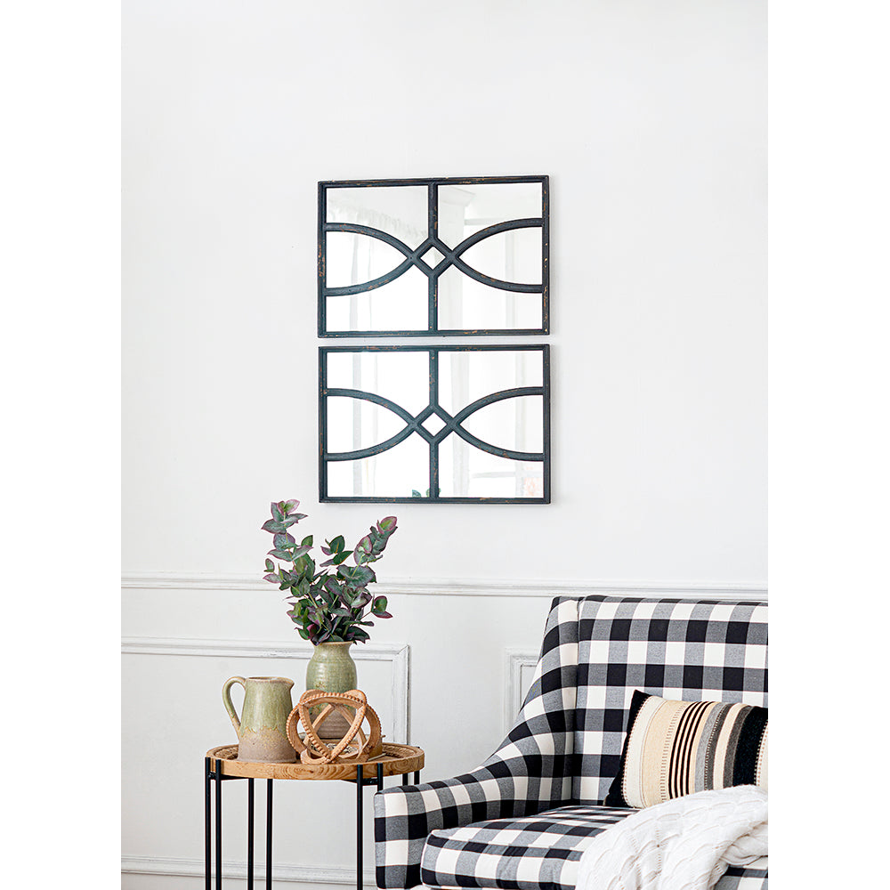 16" x 23" Rectangular Wooden Wall Mirror with Antique Finish