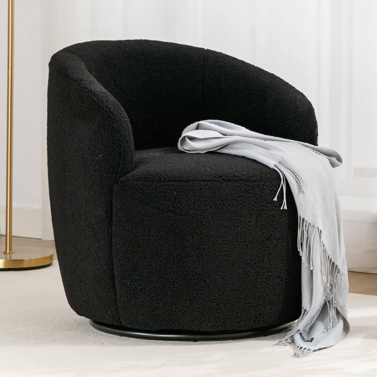 Teddy Fabric Swivel Accent Armchair