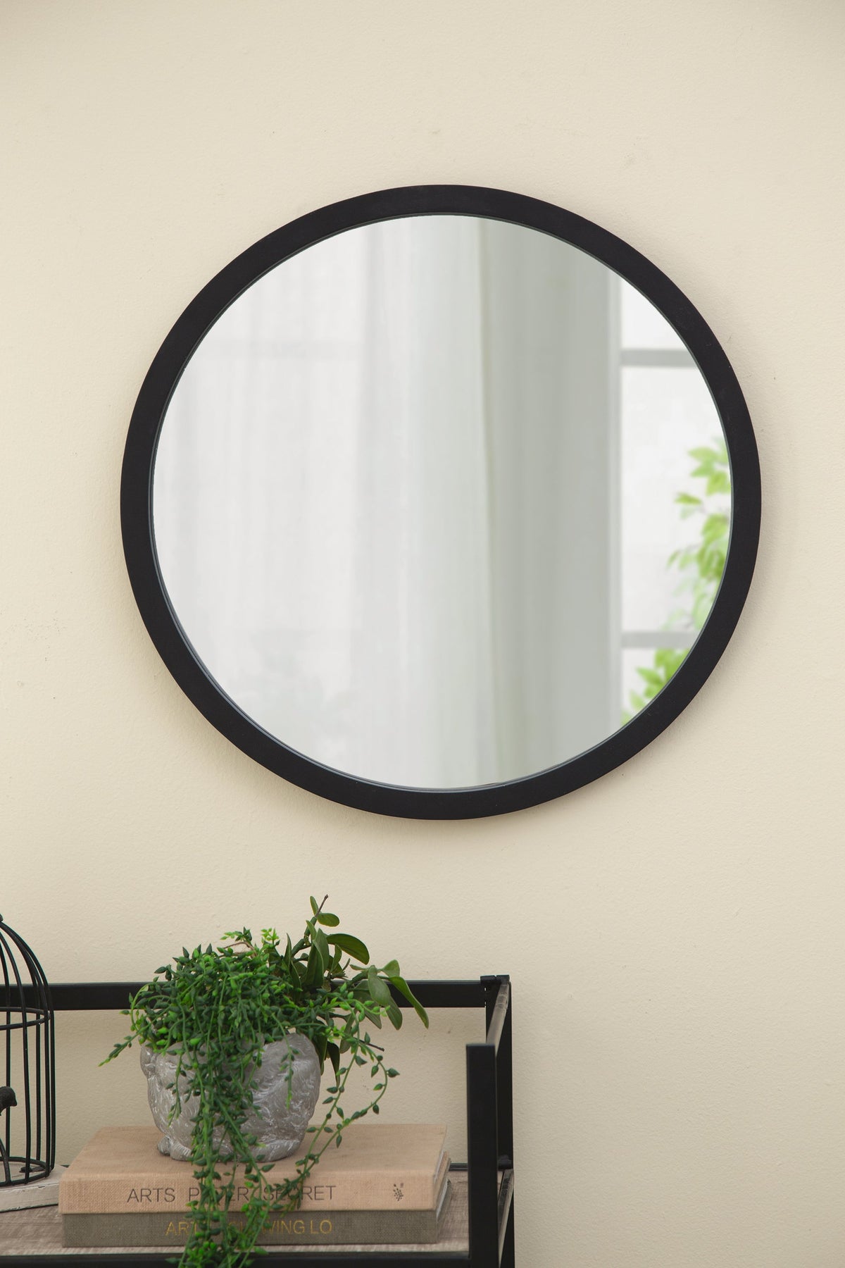 20" x 20" Circle Wall Mirror with Wooden Frame