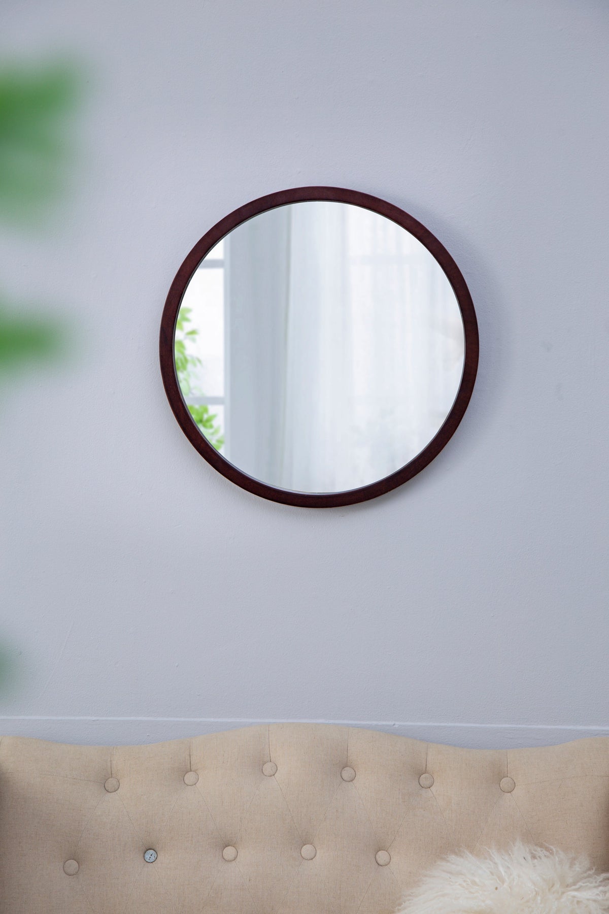 20" x 20" Circle Wall Mirror with Wooden Frame