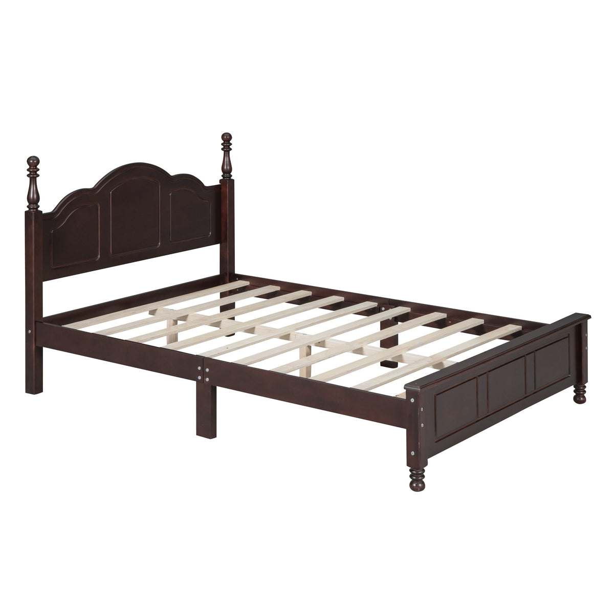 Full Size Wood Platform Bed Frame, Retro Style
