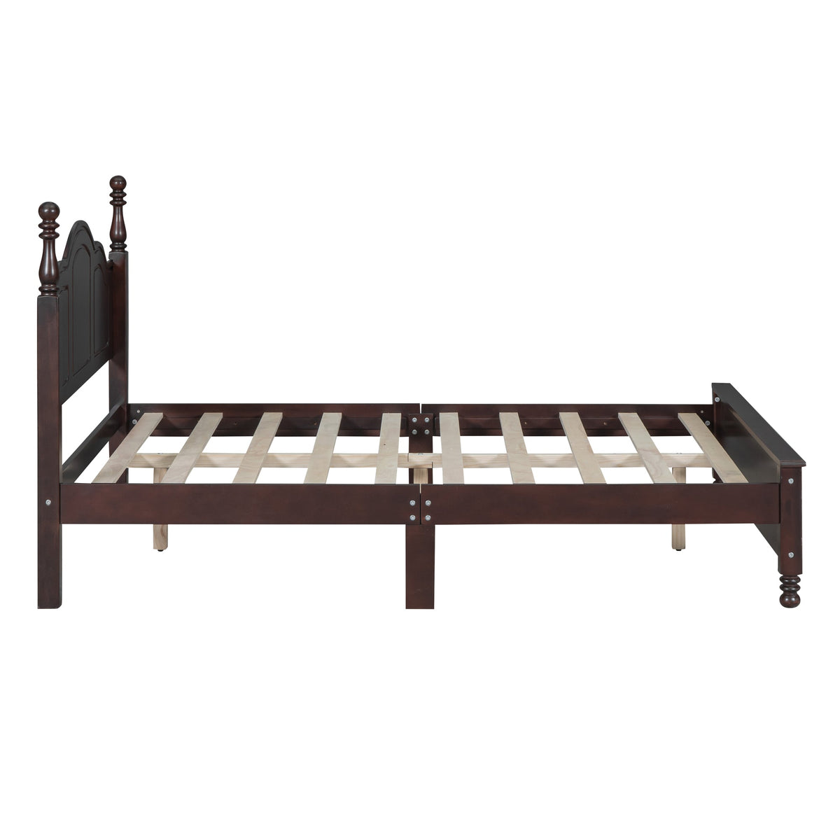 Full Size Wood Platform Bed Frame, Retro Style