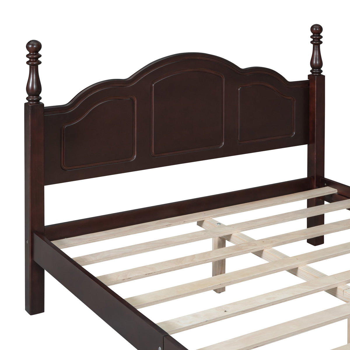 Full Size Wood Platform Bed Frame, Retro Style