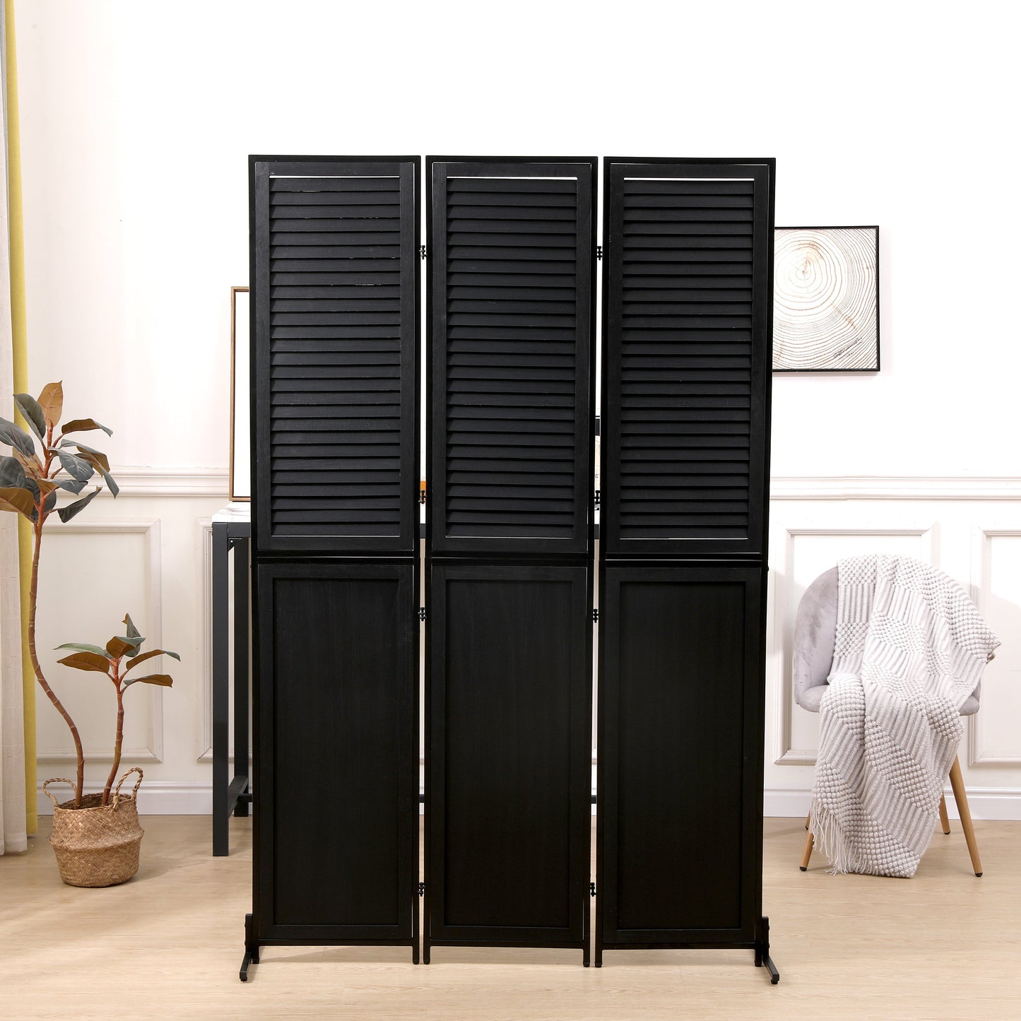 3 Panel Wood Folding Privacy Screen