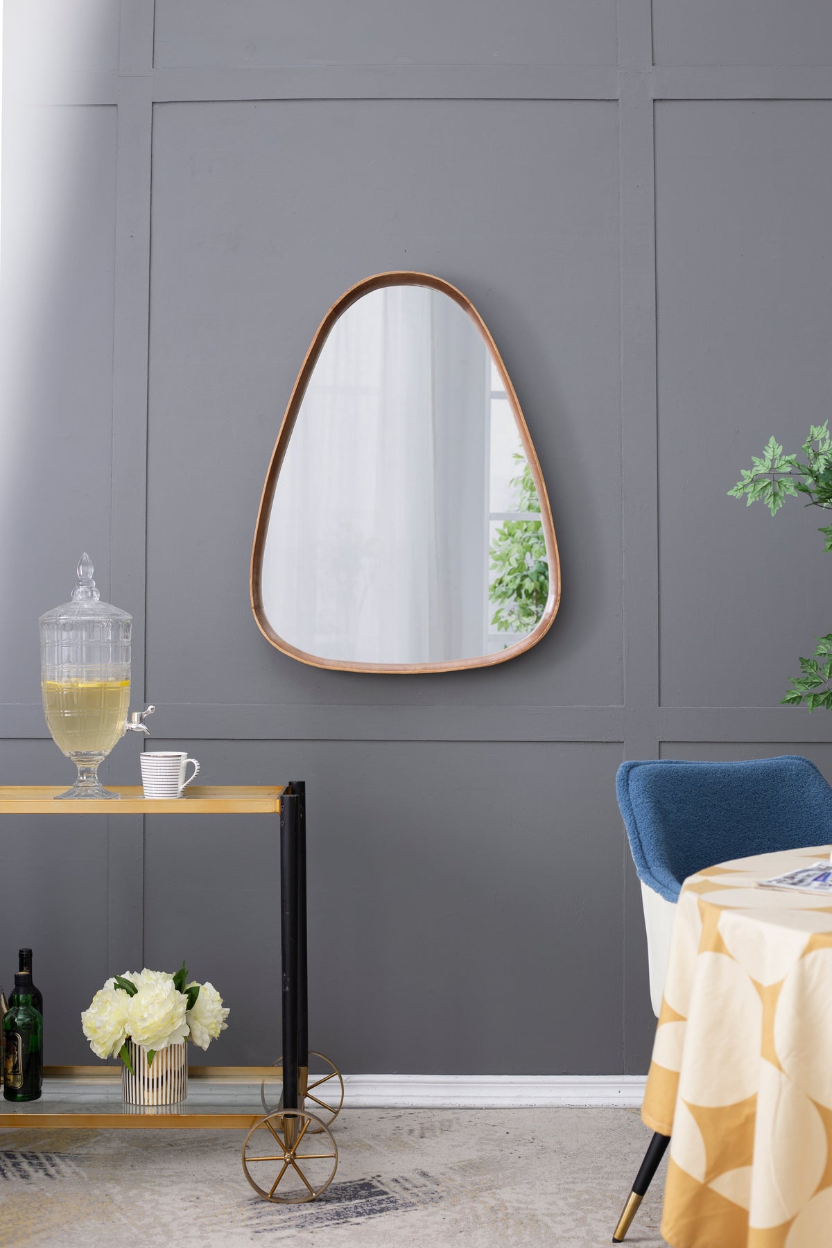 30"x38" Irregular Mirror with Wood Frame