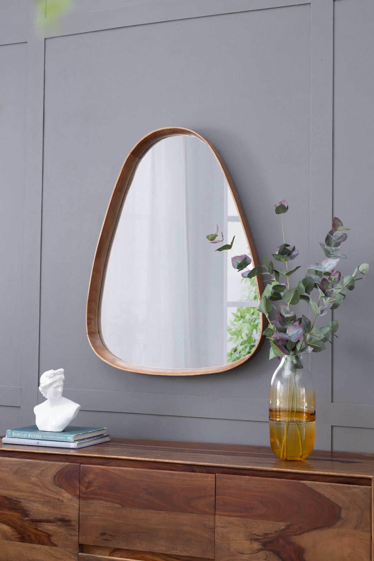 30"x38" Irregular Mirror with Wood Frame
