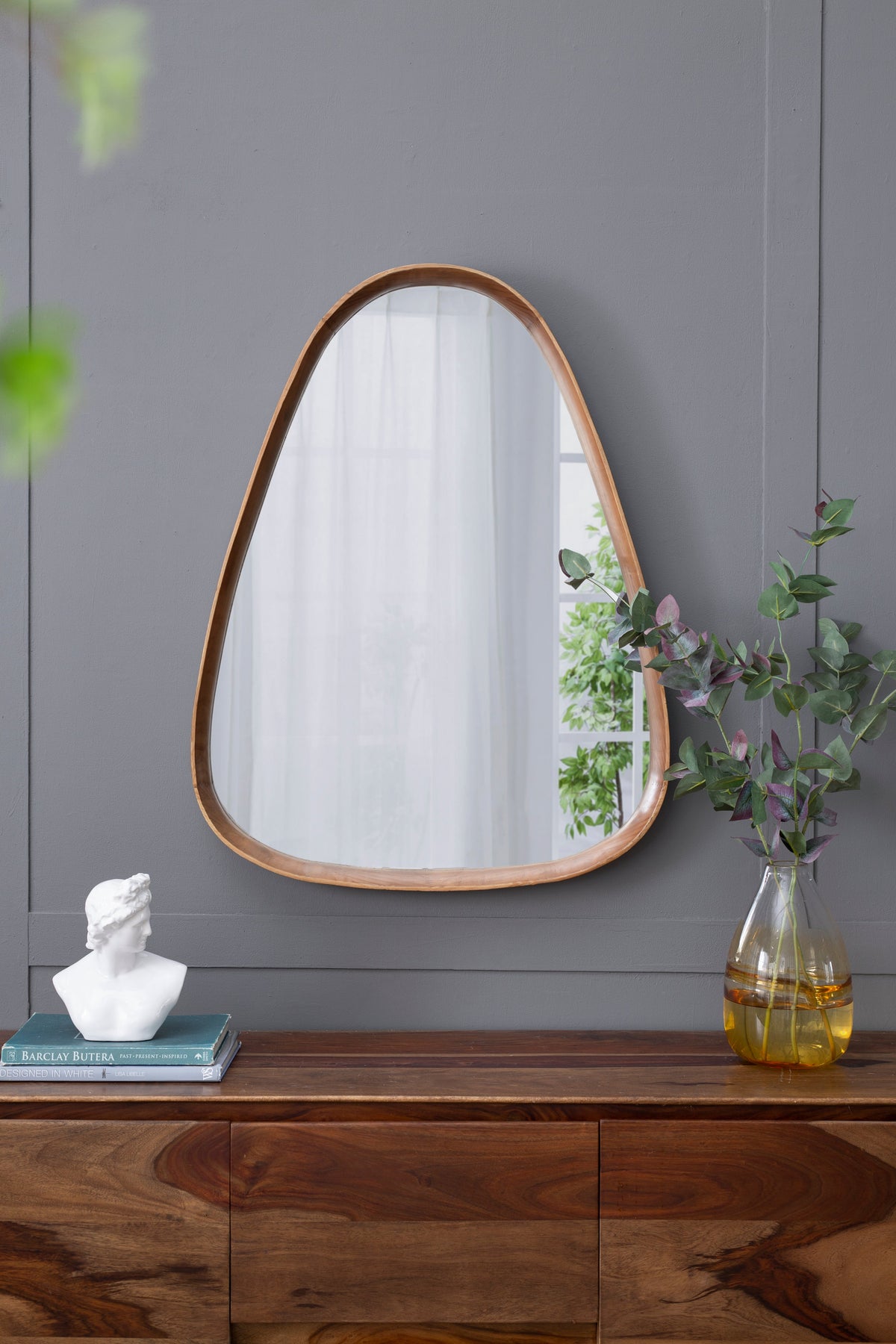30"x38" Irregular Mirror with Wood Frame