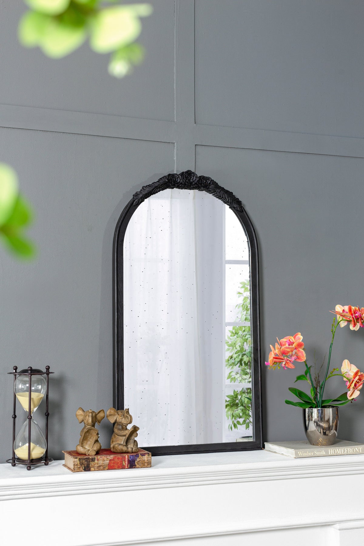Hand Carved Rose Antique Mirror Frame