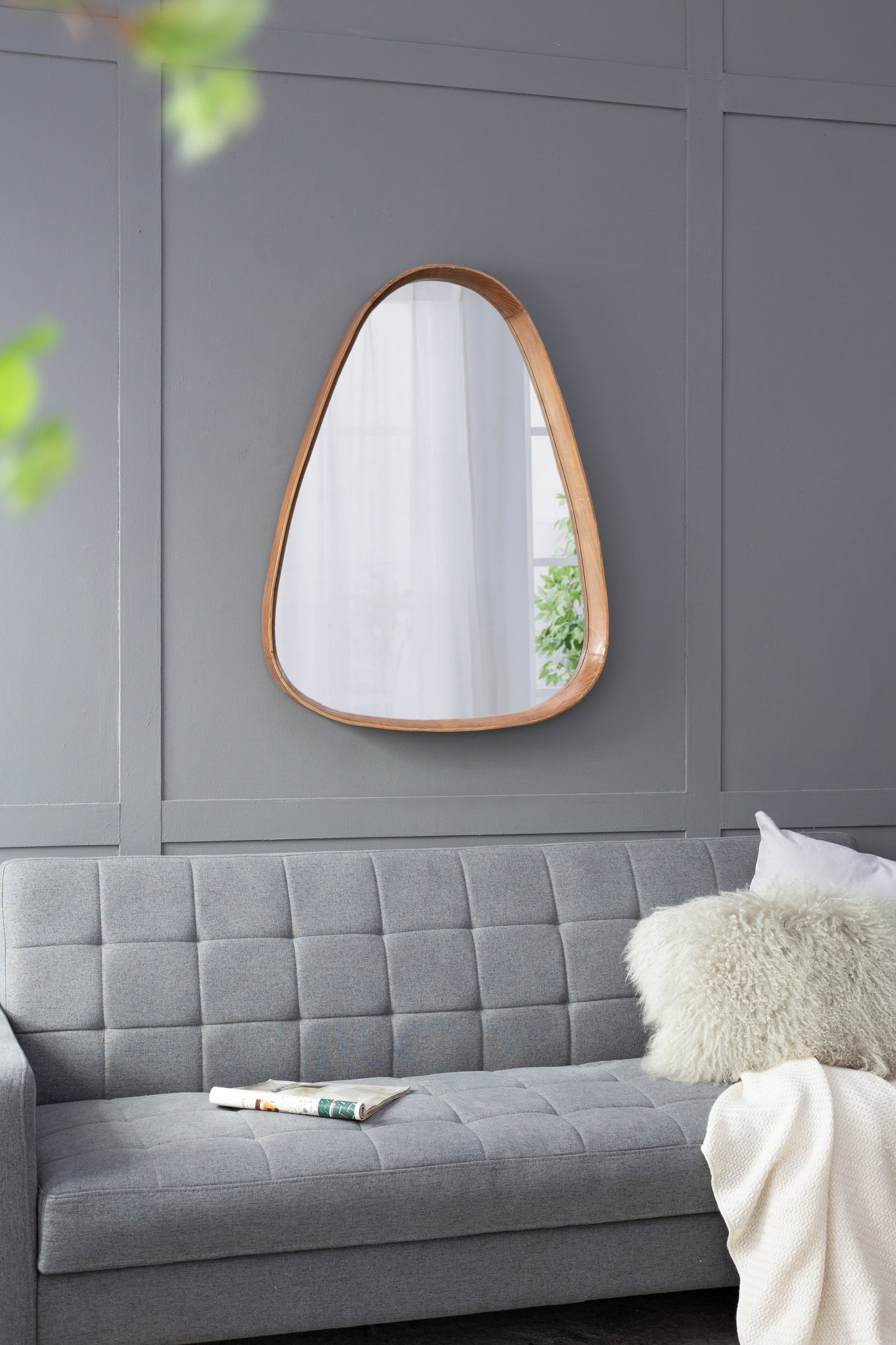30"x38" Irregular Mirror with Wood Frame