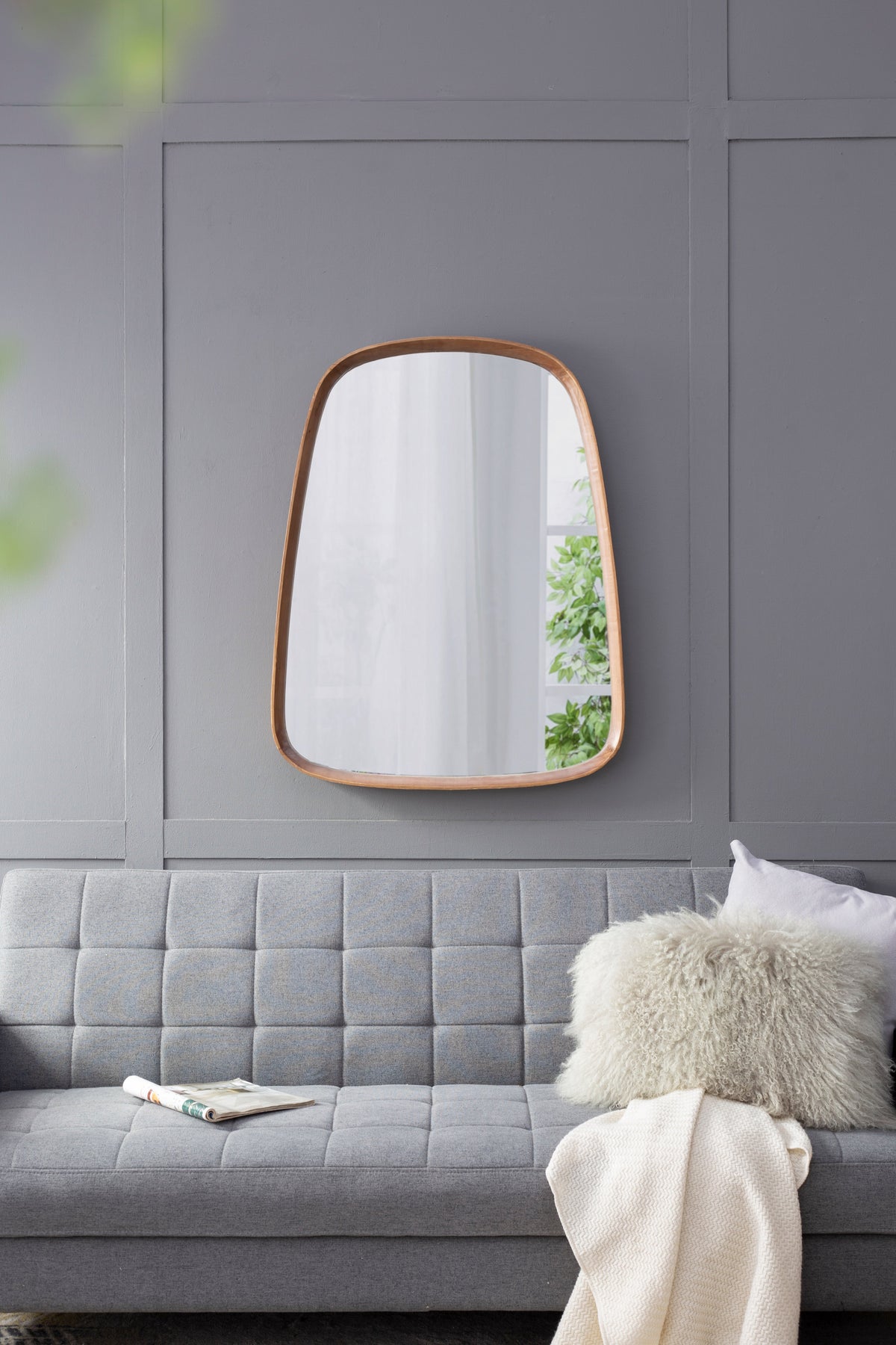 27"x37" Irregular Mirror with Wood Frame