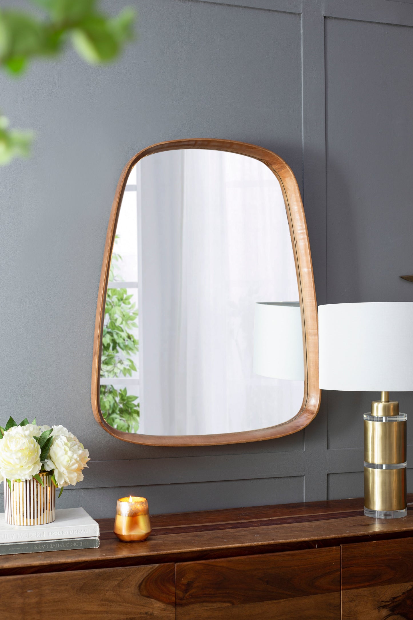 27"x37" Irregular Mirror with Wood Frame