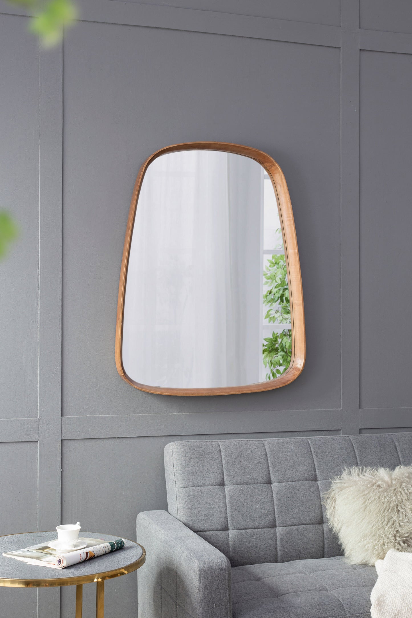 27"x37" Irregular Mirror with Wood Frame