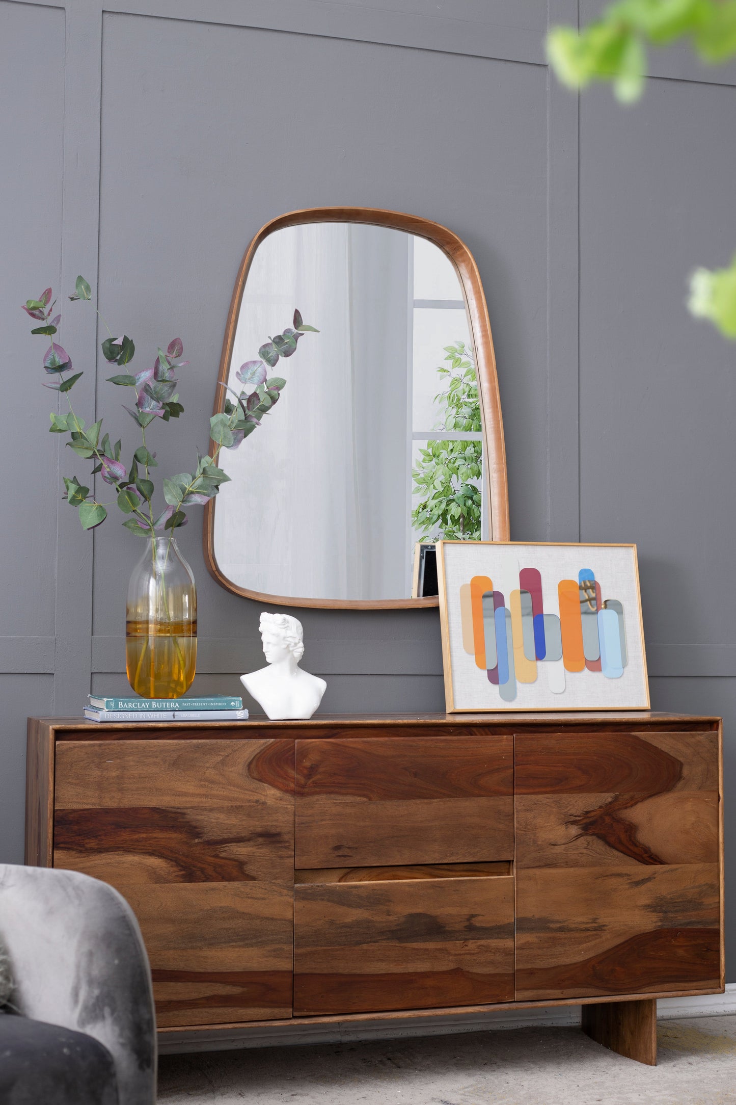 27"x37" Irregular Mirror with Wood Frame