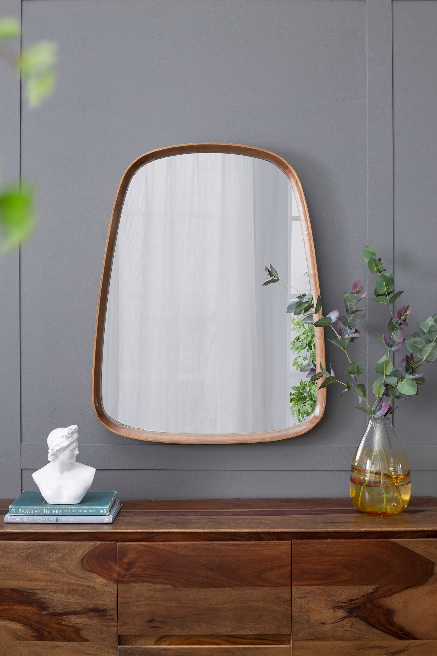 27"x37" Irregular Mirror with Wood Frame