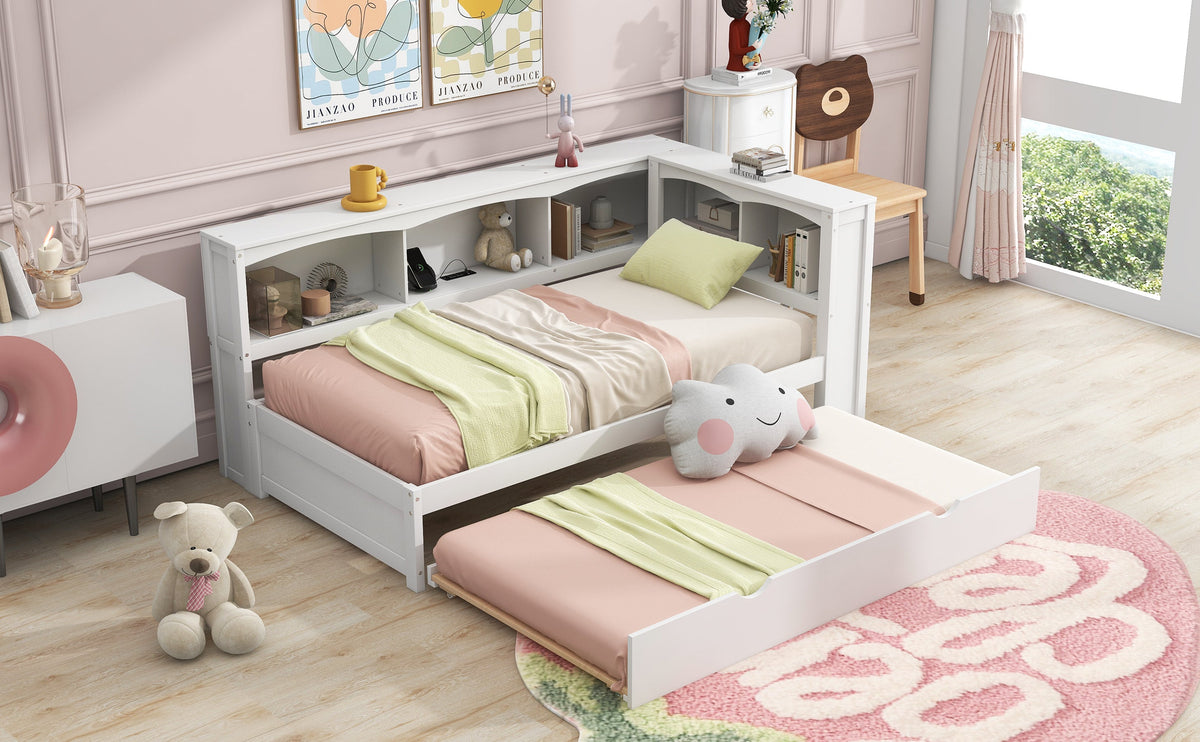 Twin Size Daybed With Trundle, Storage Cabinets & USB Ports