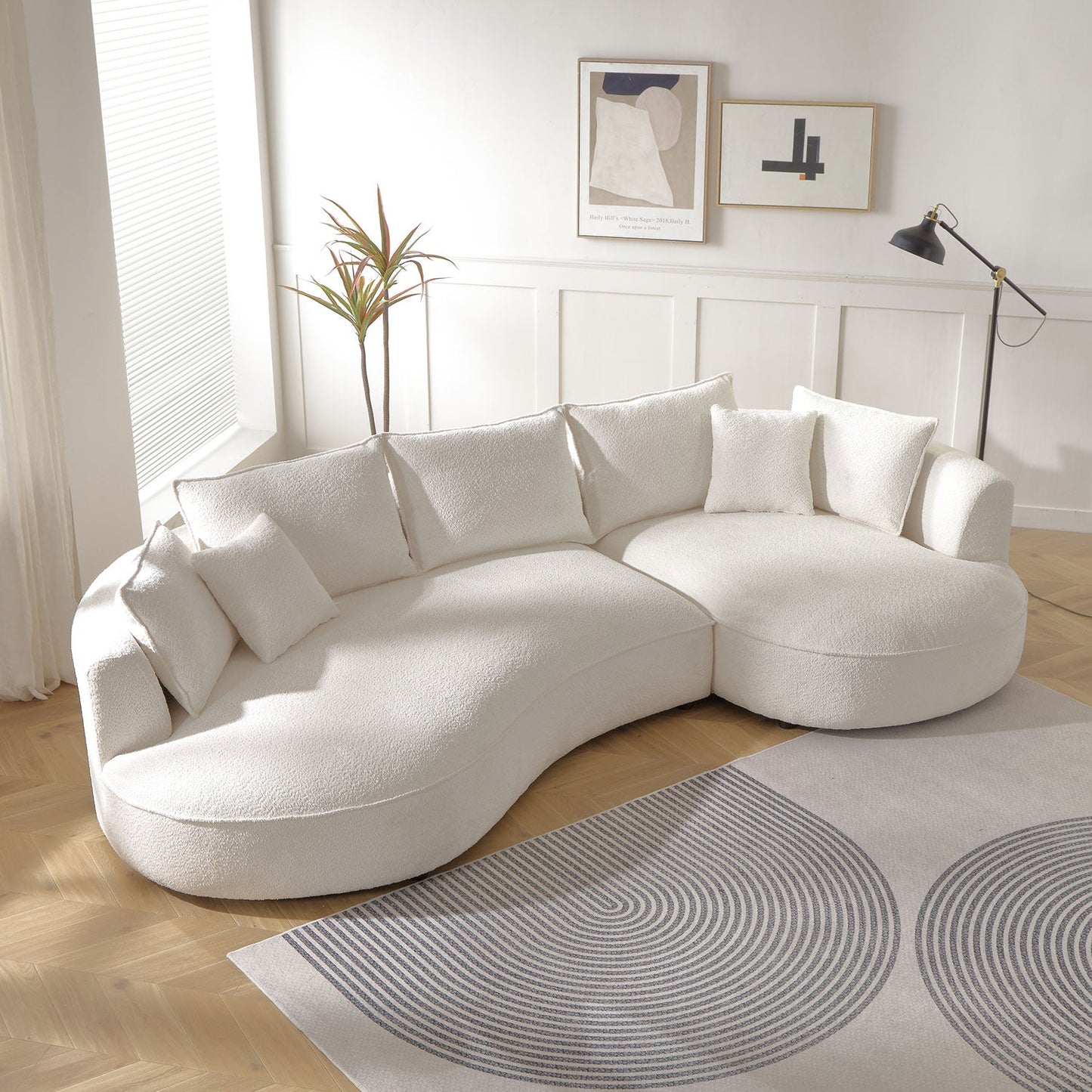 Curved Sofa with Ingenious Shape in Beige