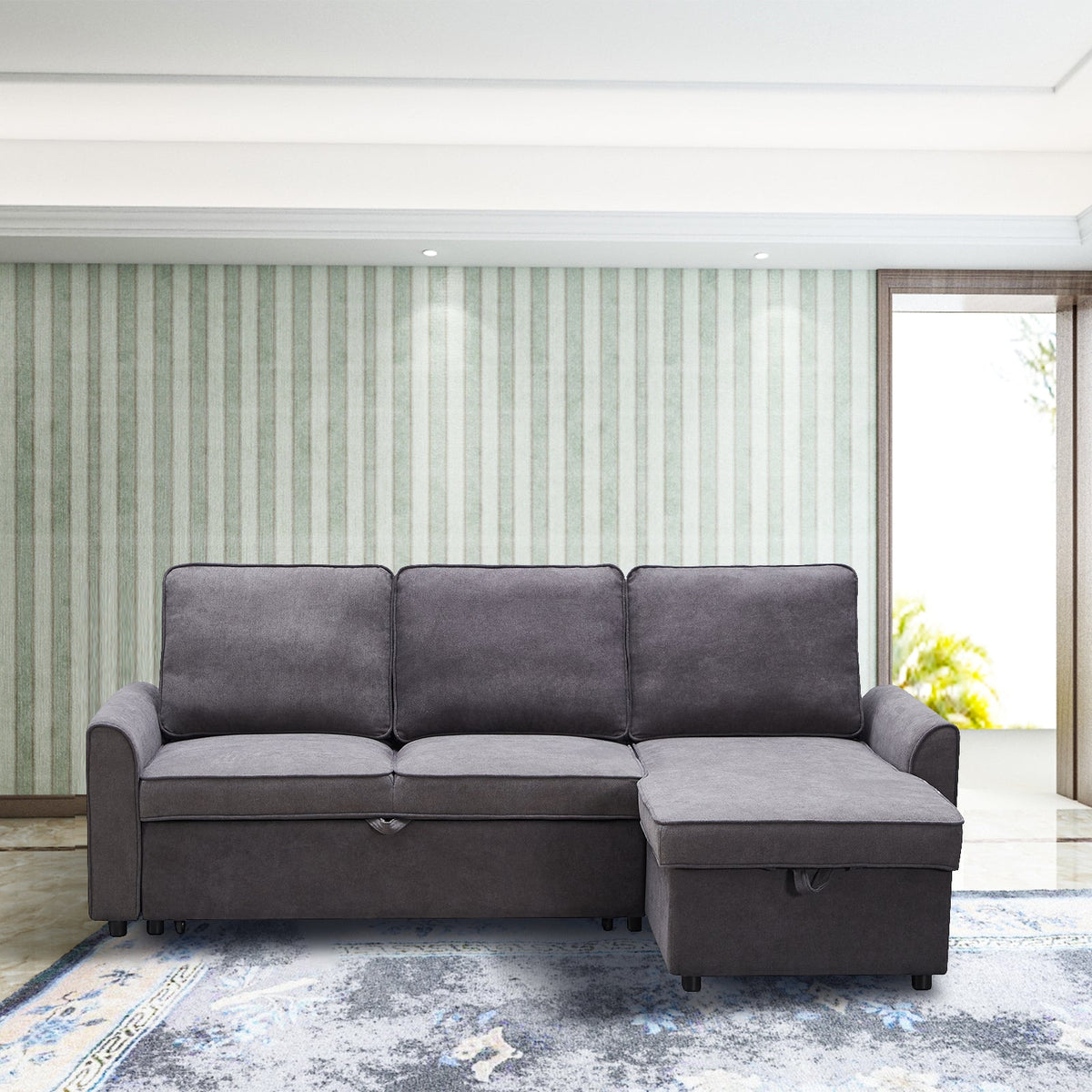 Modern Modular L-Shaped Sofa Bed with Chaise Longue