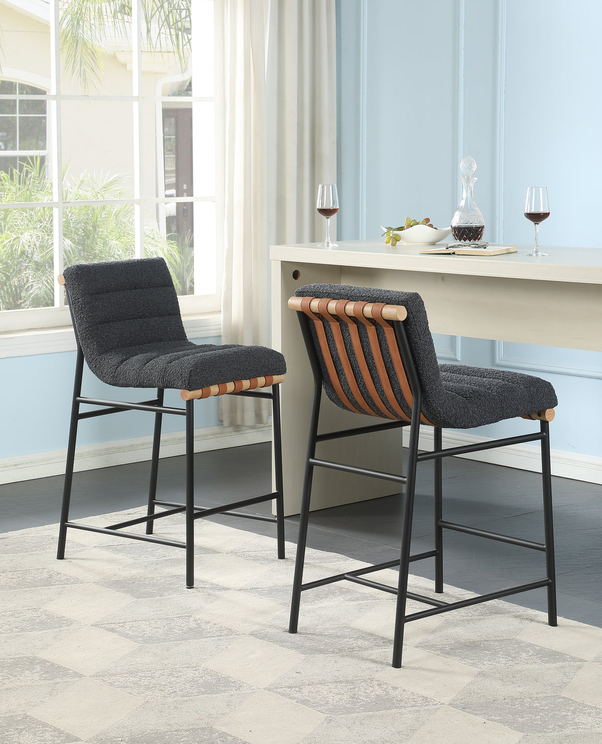 Lahni 17.75" Boucle Fabric Counter Height Chair