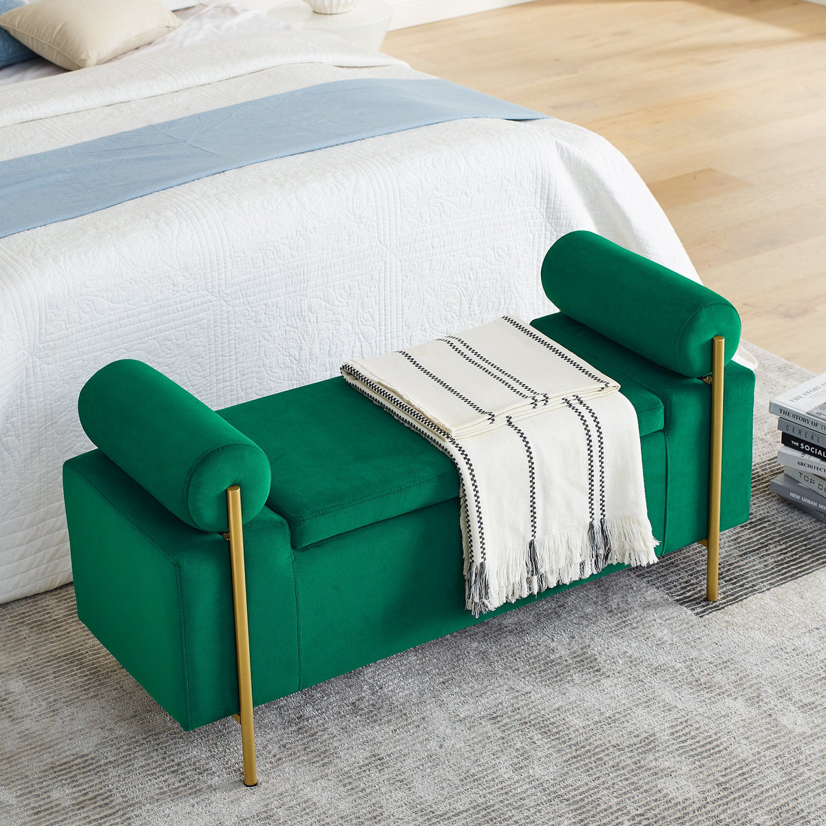 Elegant Upholstered Velvet Storage Bench