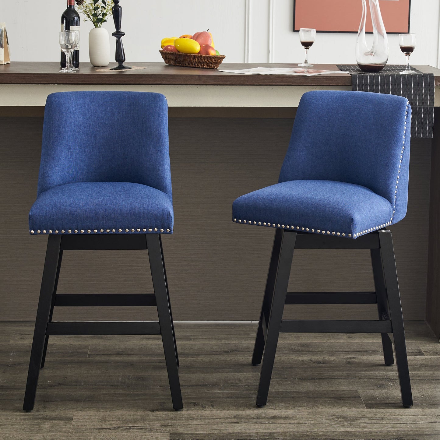 Upholstered Swivel Bar Stools Set of 2