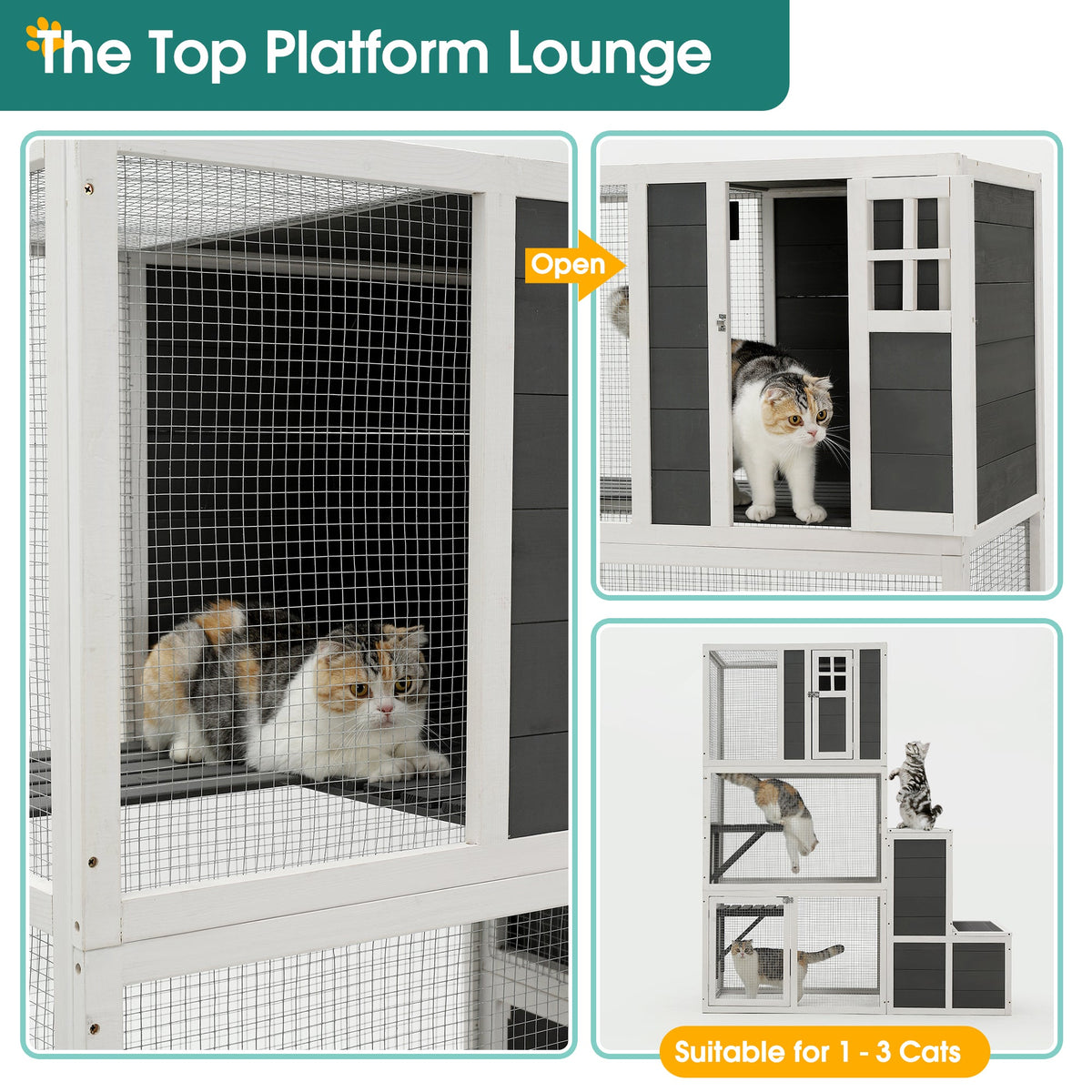 3-Tier Wooden Outdoor & Indoor Cat House