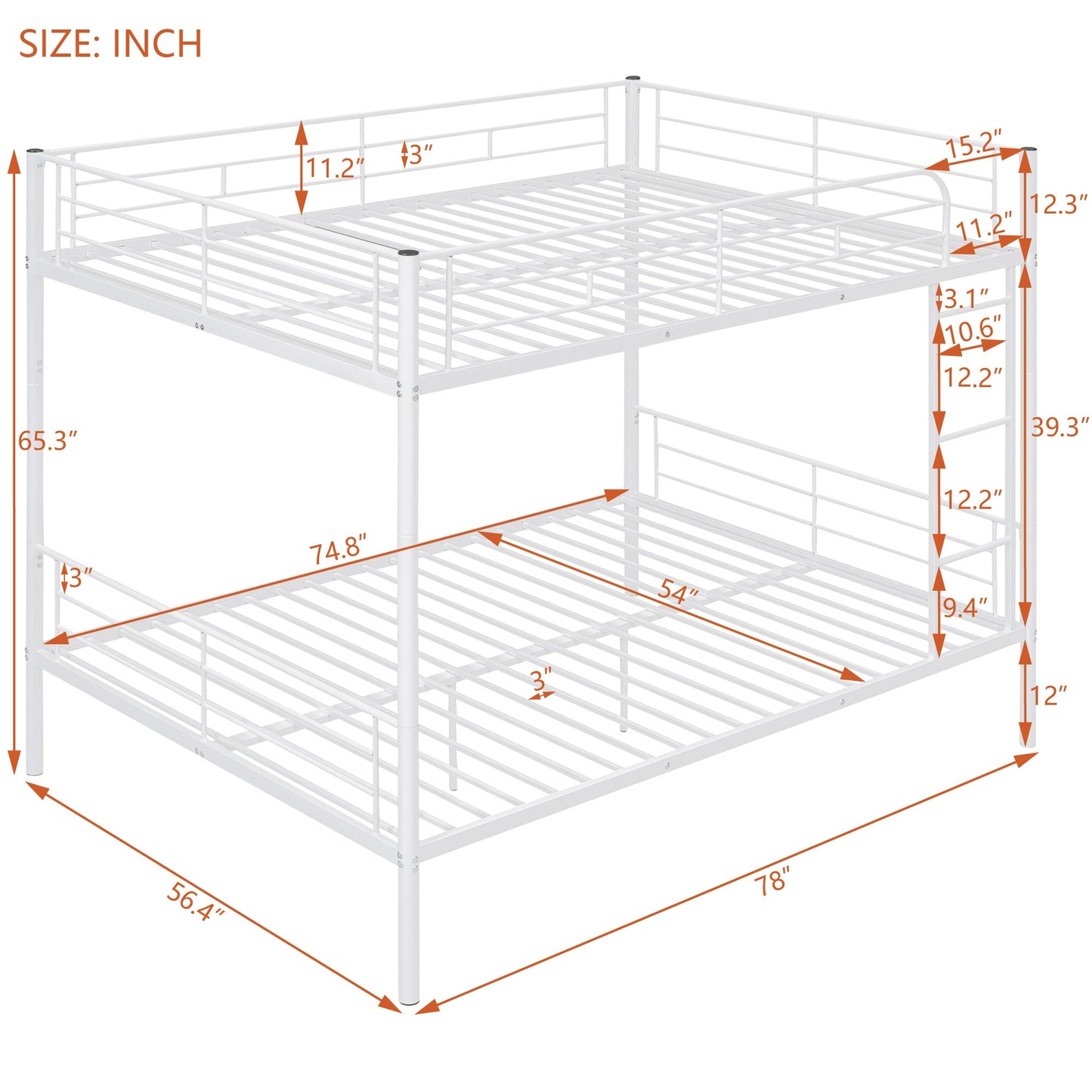 Full Over Full Metal Bunk Bed