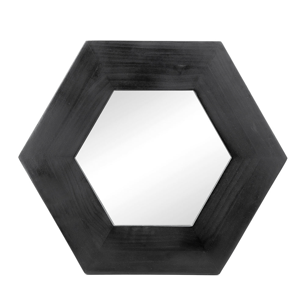 18.5" x 18.5" Hexagon Mirror with Solid Wood Frame