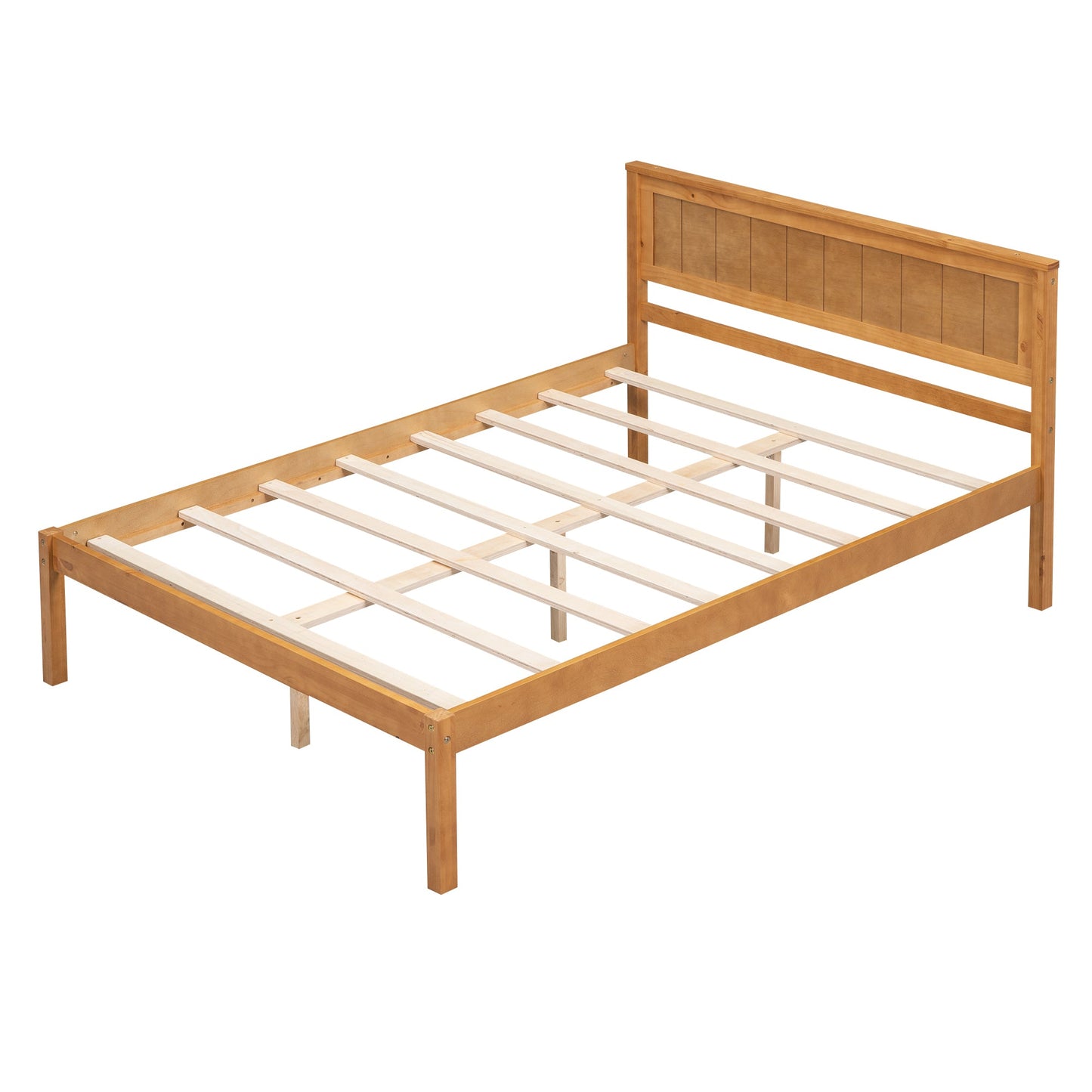 Platform Bed Frame with Headboard, Wood Slat Support, Full