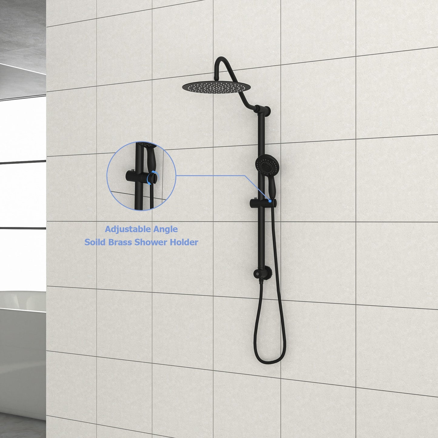 10 Inch Shower System with 5 Function Rain Hand Shower