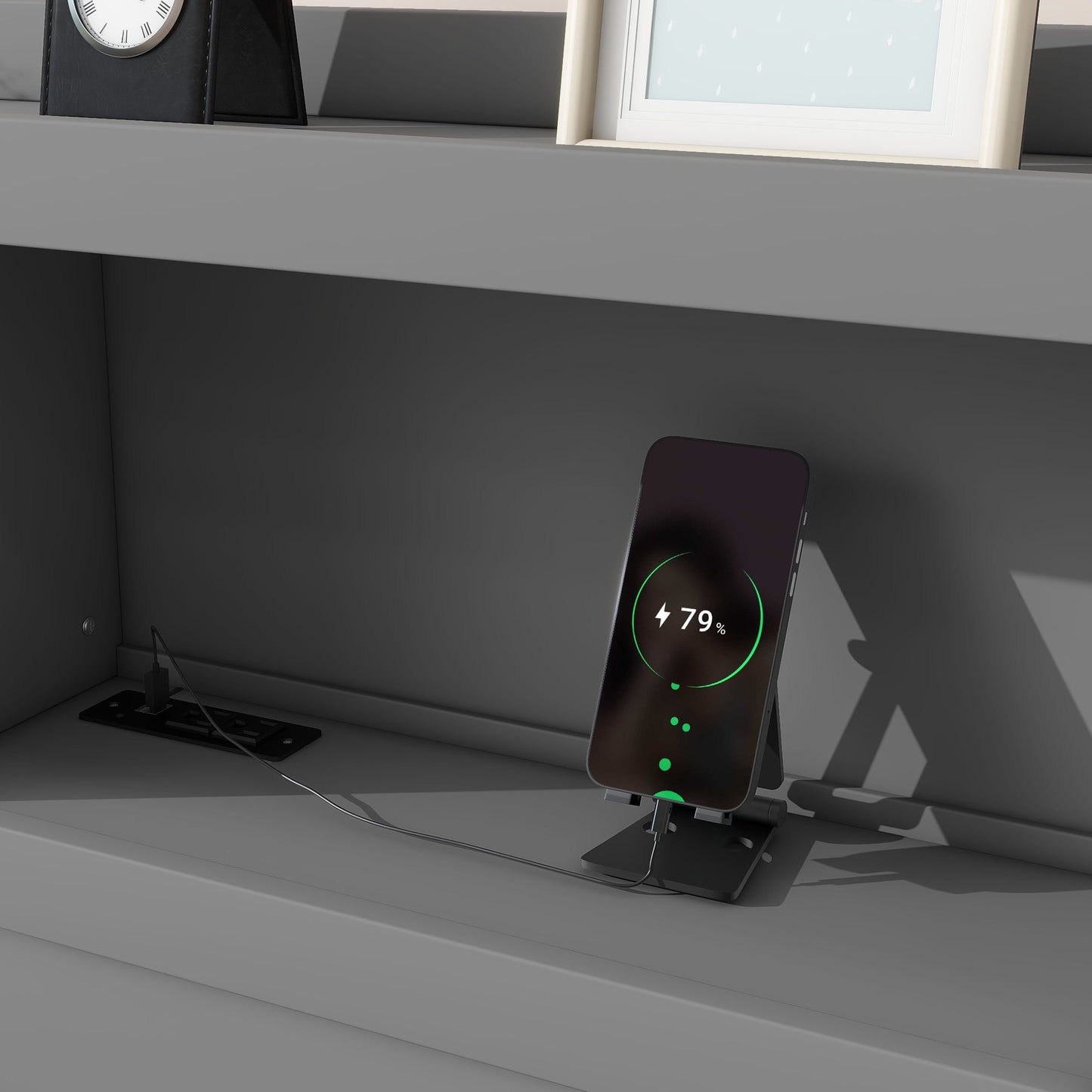 Full Size Platform Bed With Trundle, Drawers and USB Plugs