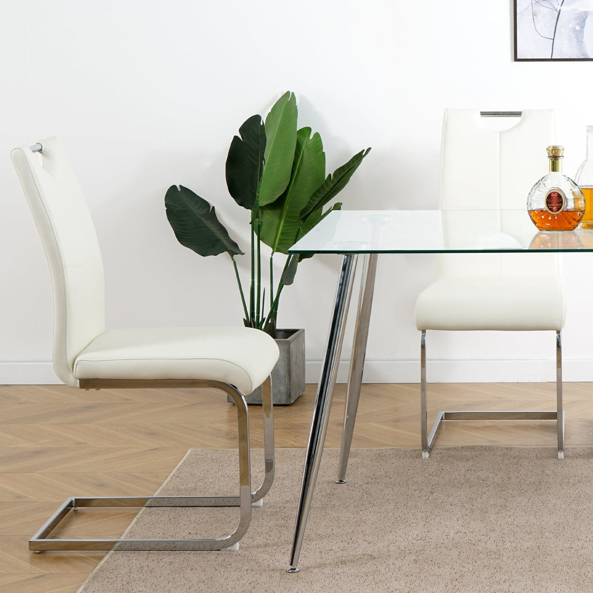 Modern Dining Chairs with Faux Leather Padded Seat