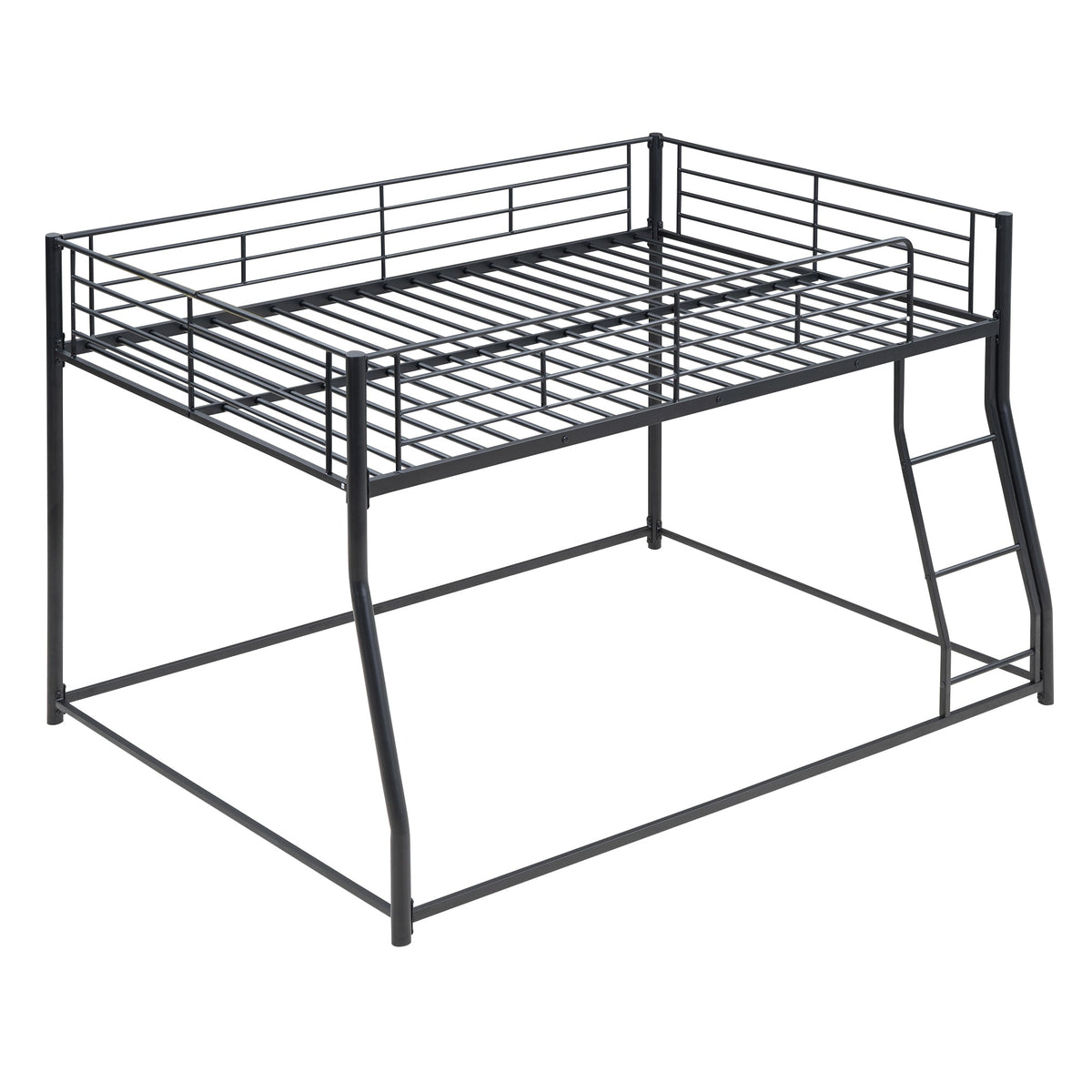 Metal Floor Bunk Bed, Full XL Over Queen