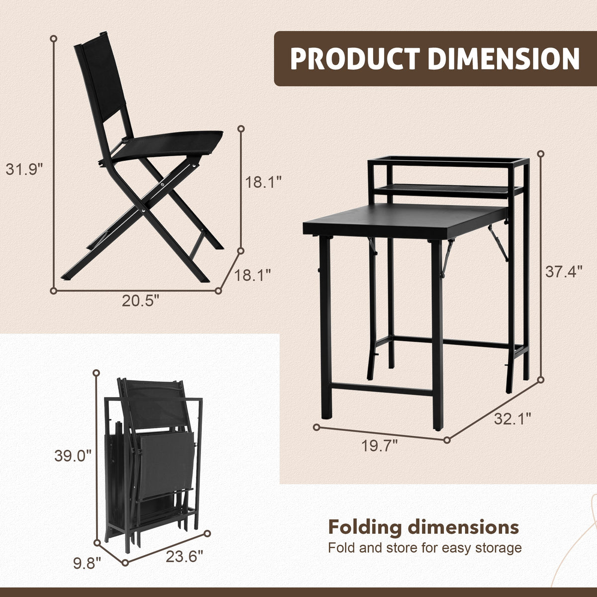 3-Piece Patio Bistro Set