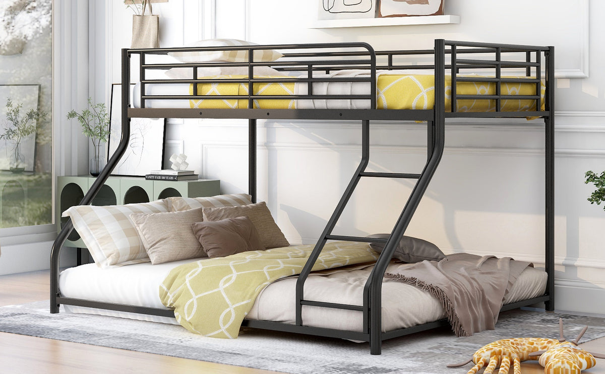 Metal Floor Bunk Bed, Twin XL Over Queen