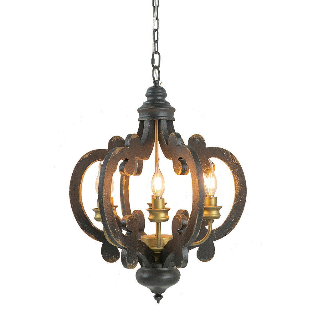 French Country Wood Chandelier - 6-Light Farmhouse Pendant Light Fixture