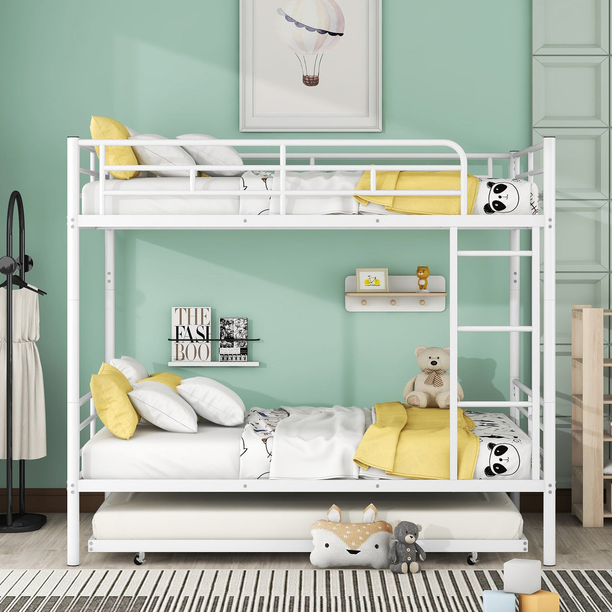 Full Over Full Metal Bunk Bed with Trundle