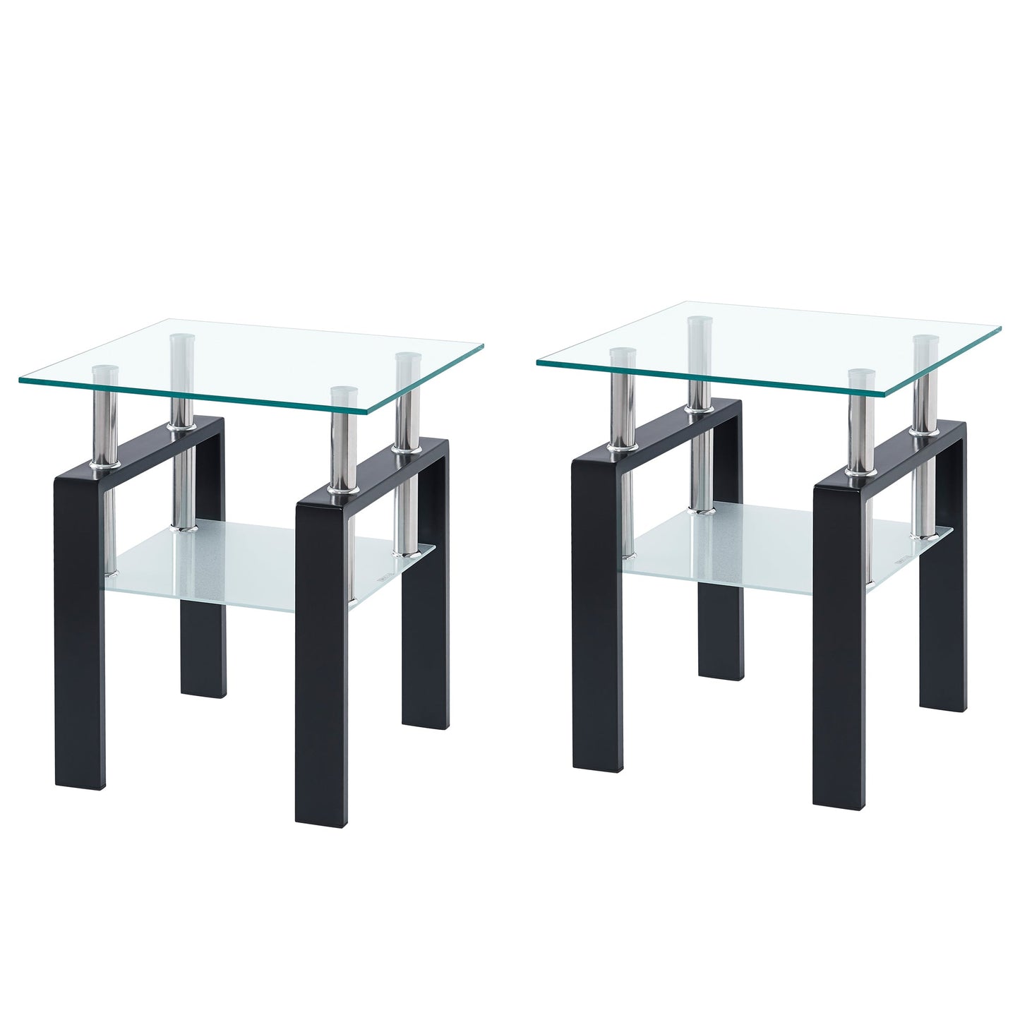 2-Piece Clear Tempered Glass Small Table