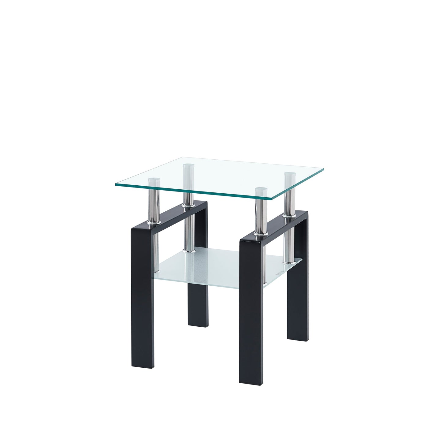 2-Piece Clear Tempered Glass Small Table