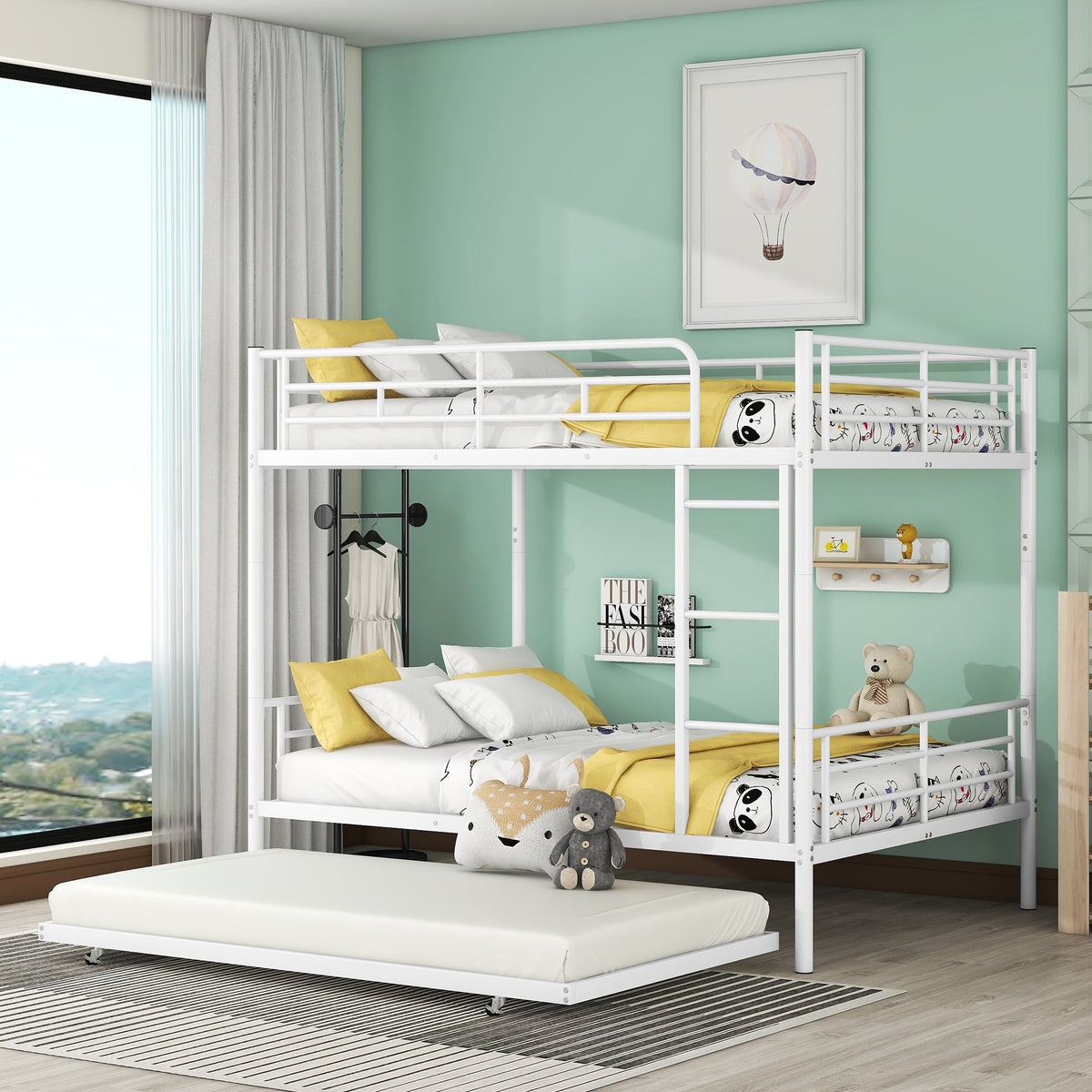 Full Over Full Metal Bunk Bed with Trundle