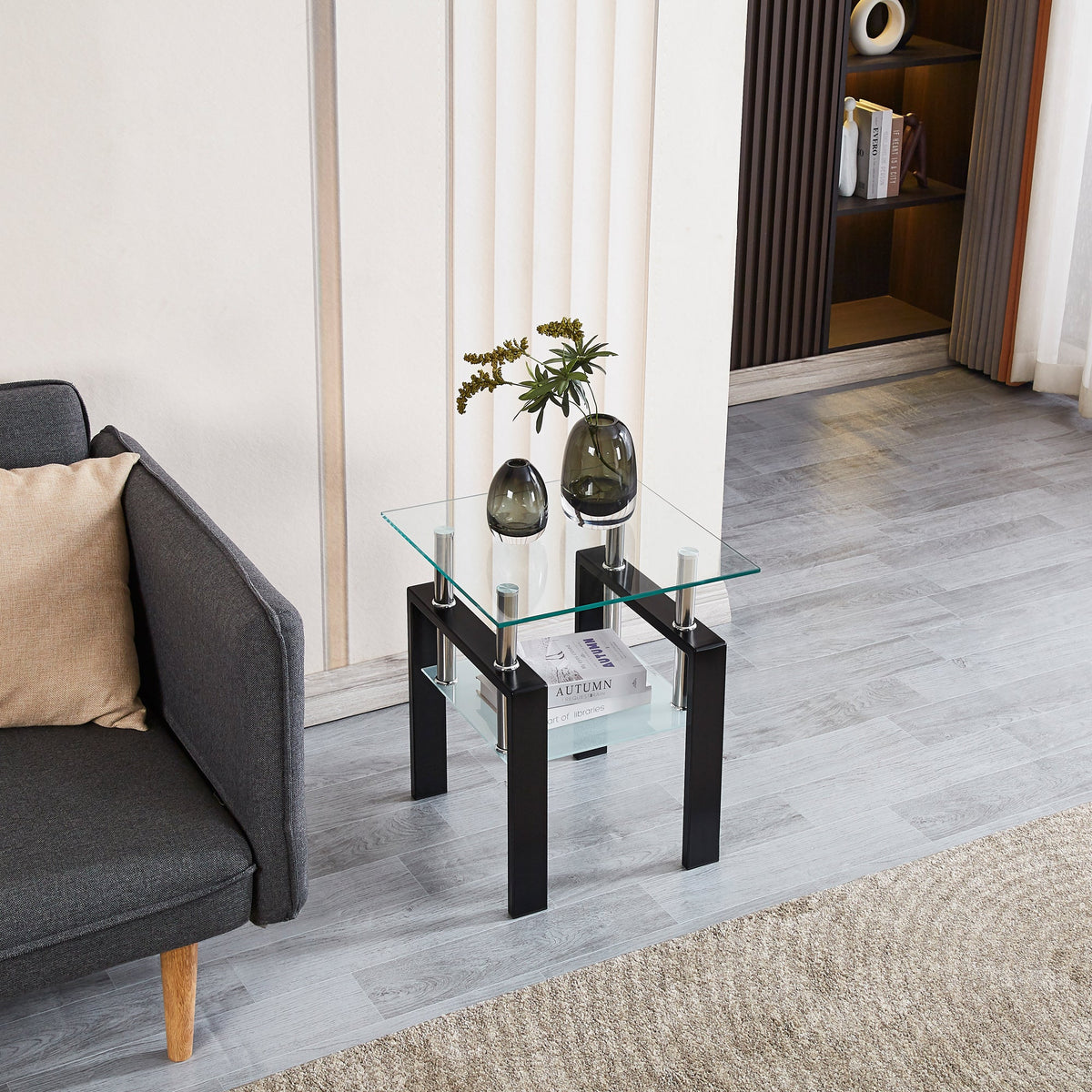 2-Piece Clear Tempered Glass Small Table