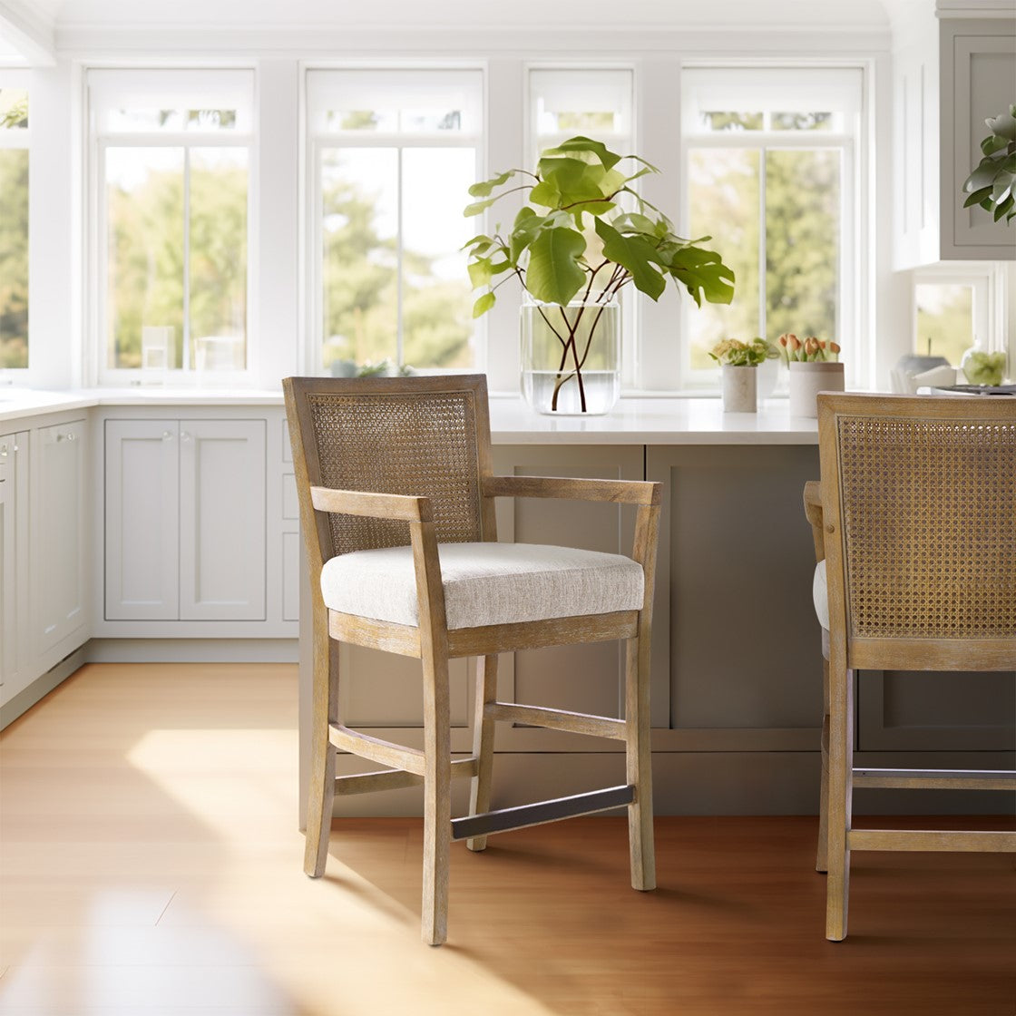 Cane Back Counter Stool