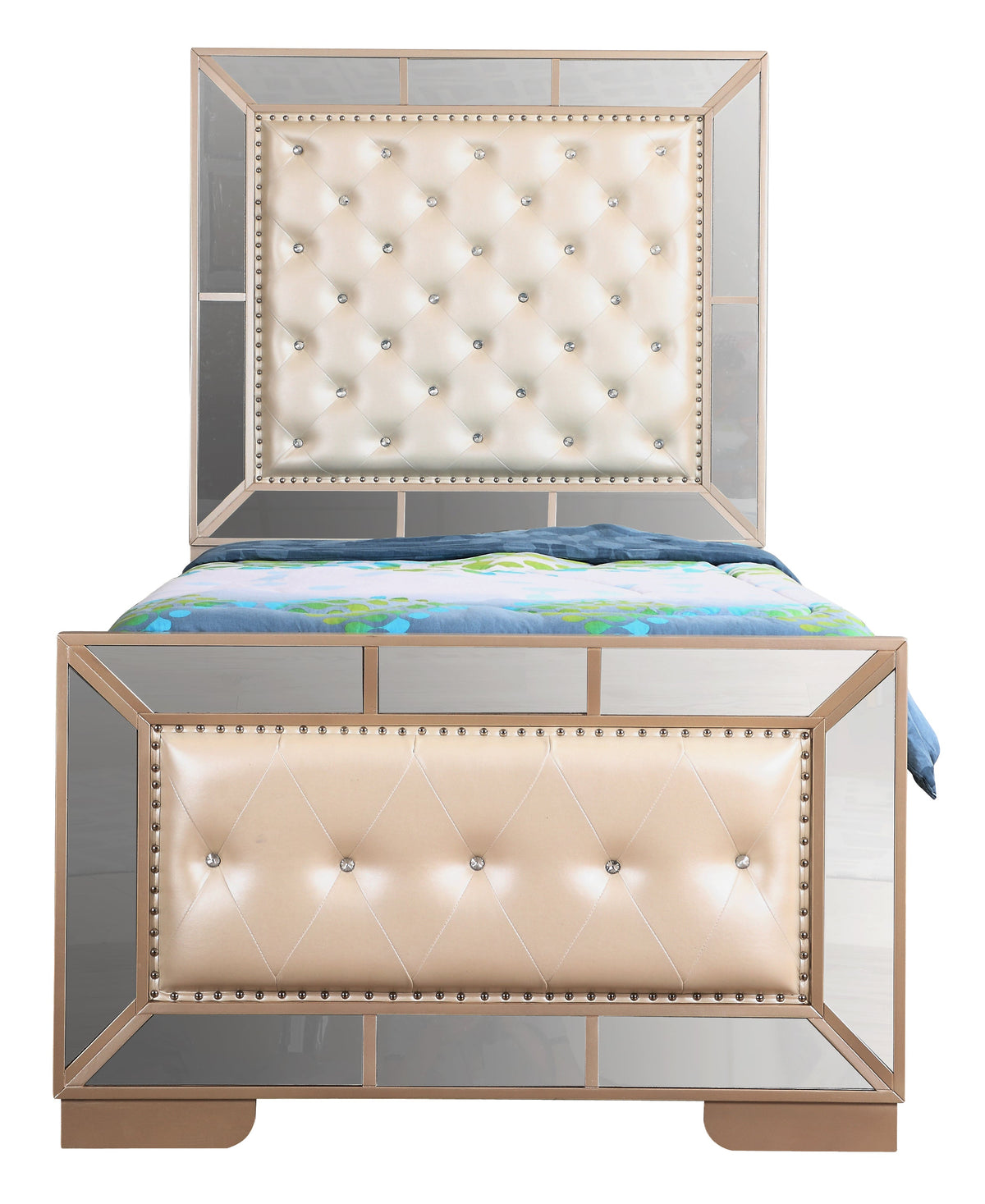 Elegant Contemporary Twin Bed in Pearl Finish