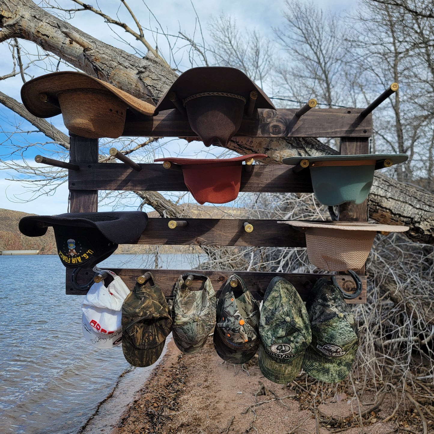 9 Cowboy Hat Rack | Cowboy Hat Holder | Rustic Western Hat Display | Handcrafted Wooden Organizer | Space-Saving Home Decor | Made in USA